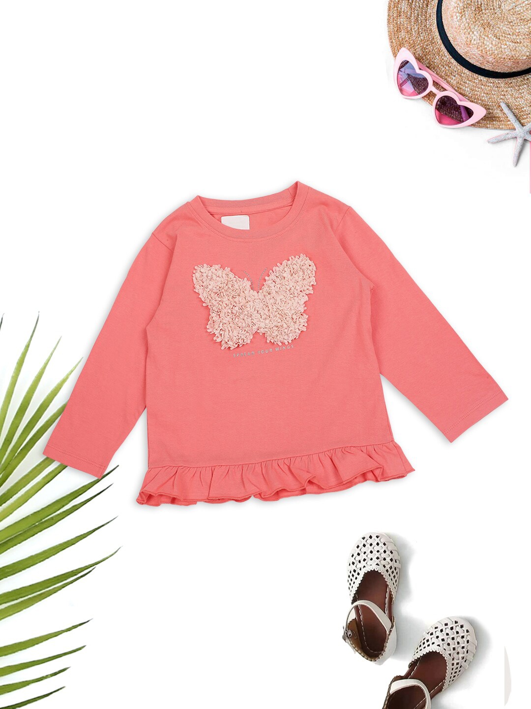 

MeeMee Girls Applique T-shirt, Coral