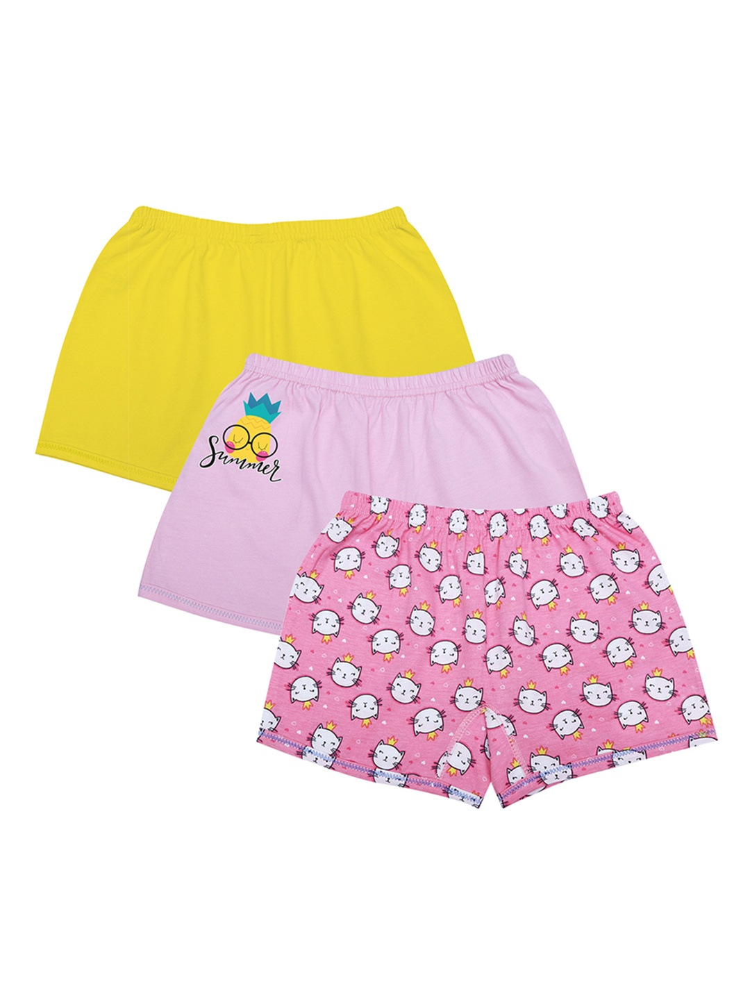 

DChica Girls Pack Of 3 Printed Cotton Boxer Style Briefs, Yellow