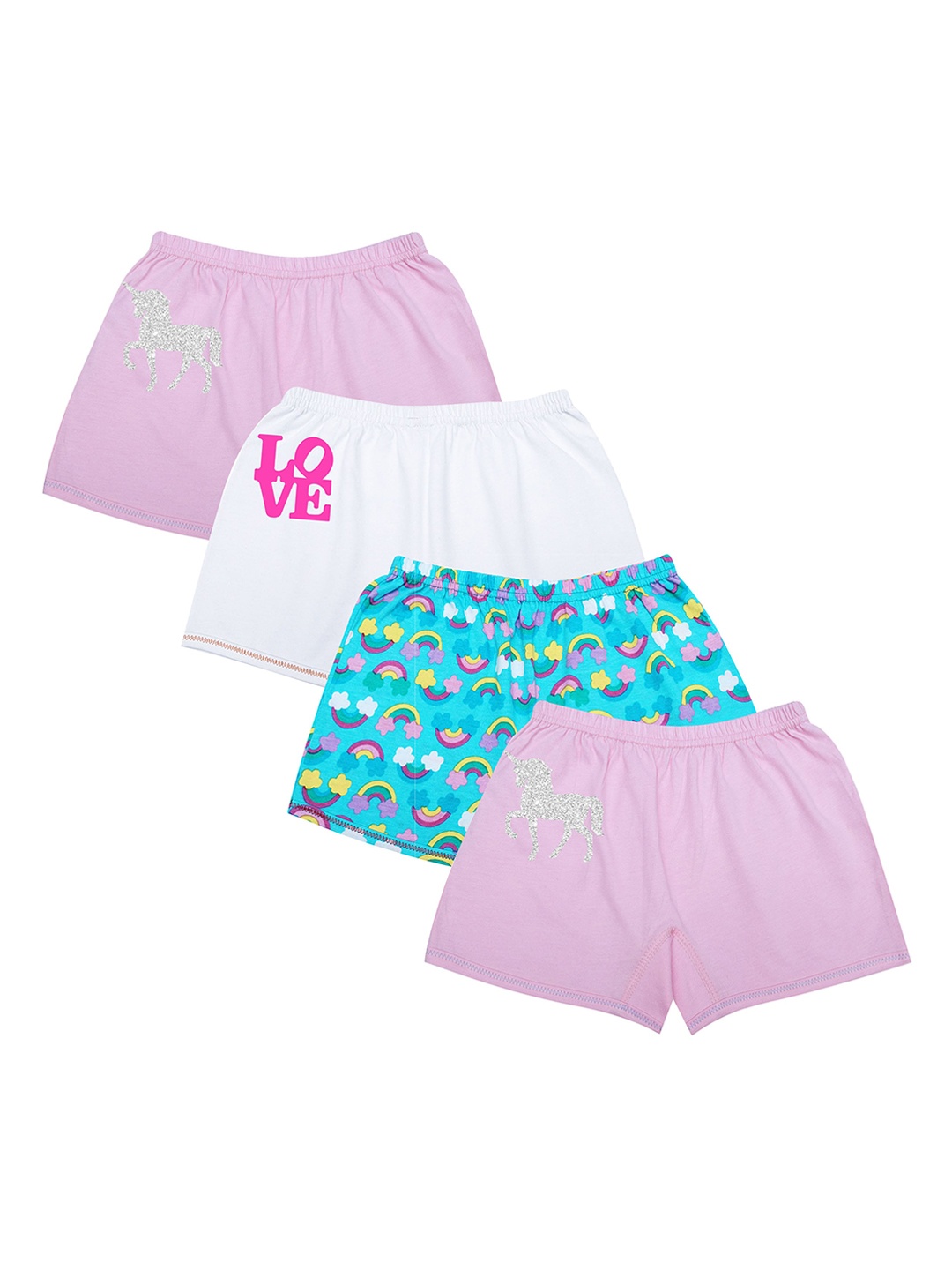 

DChica Girls Pack Of 4 Pure Cotton Shorts, Pink