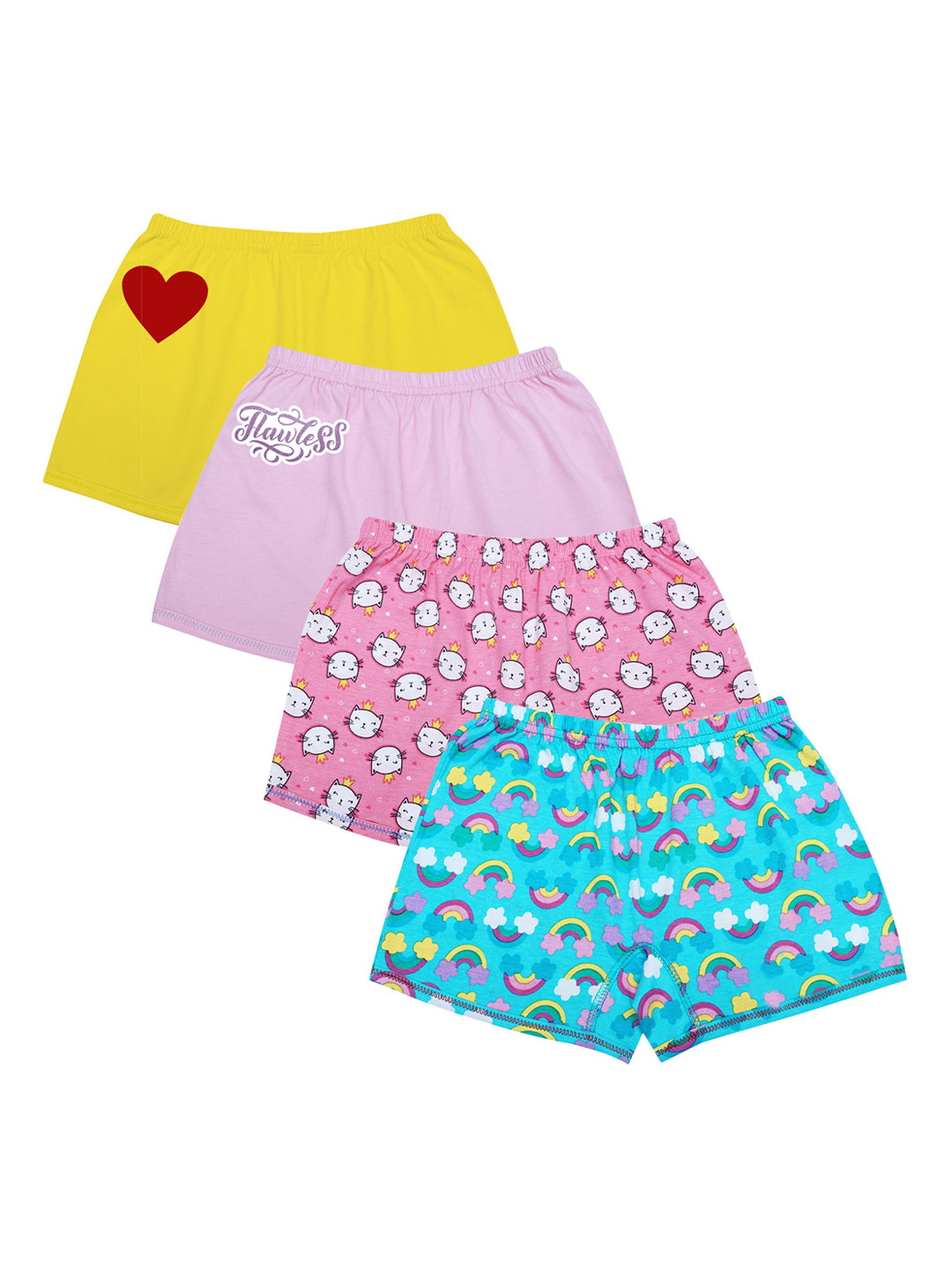 

DChica Girls Pack of 4 Printed Cotton Boxer Briefs, Yellow