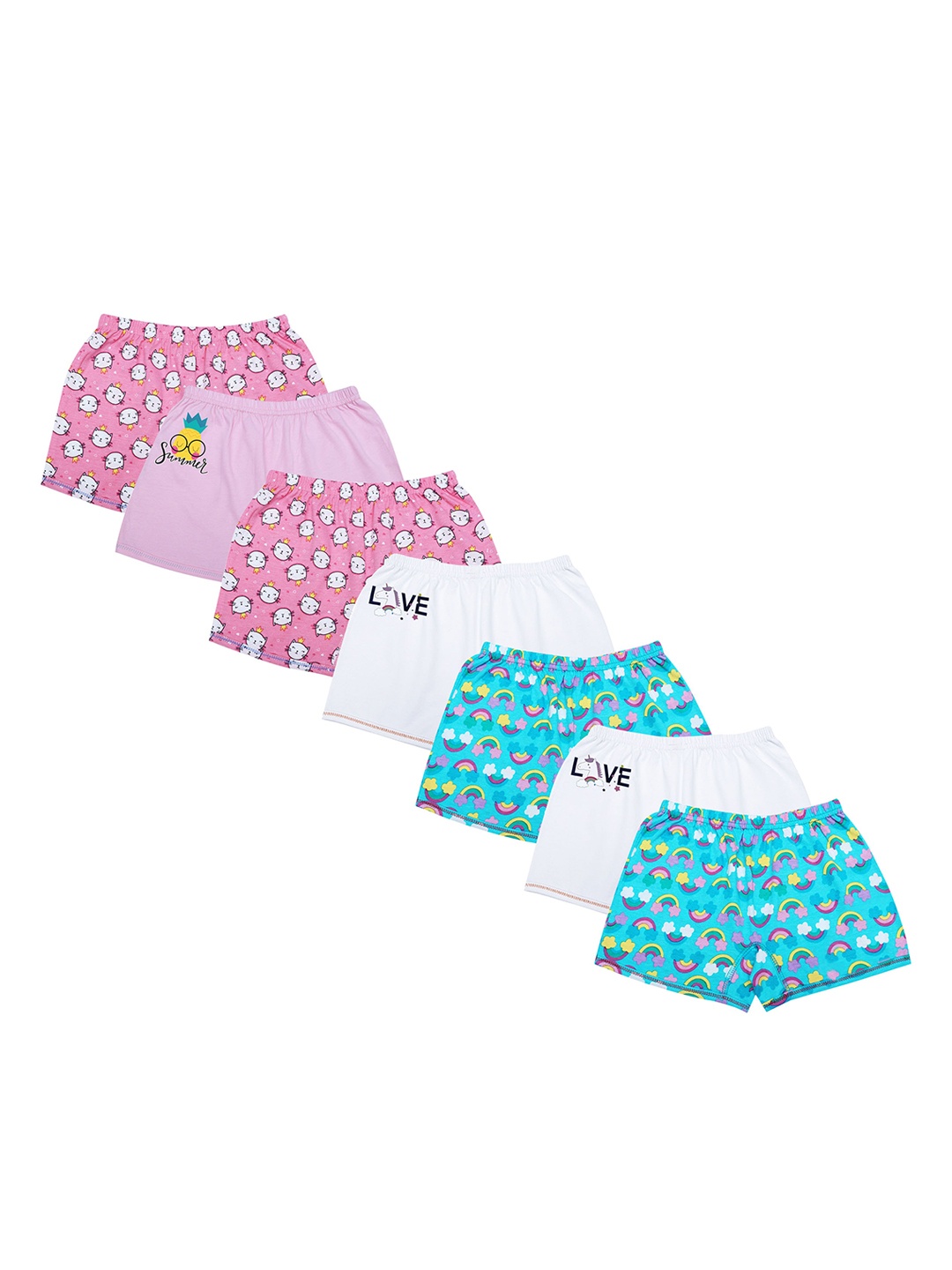 

DChica Girls Pack Of 7 Printed Cotton Basic Briefs, Pink