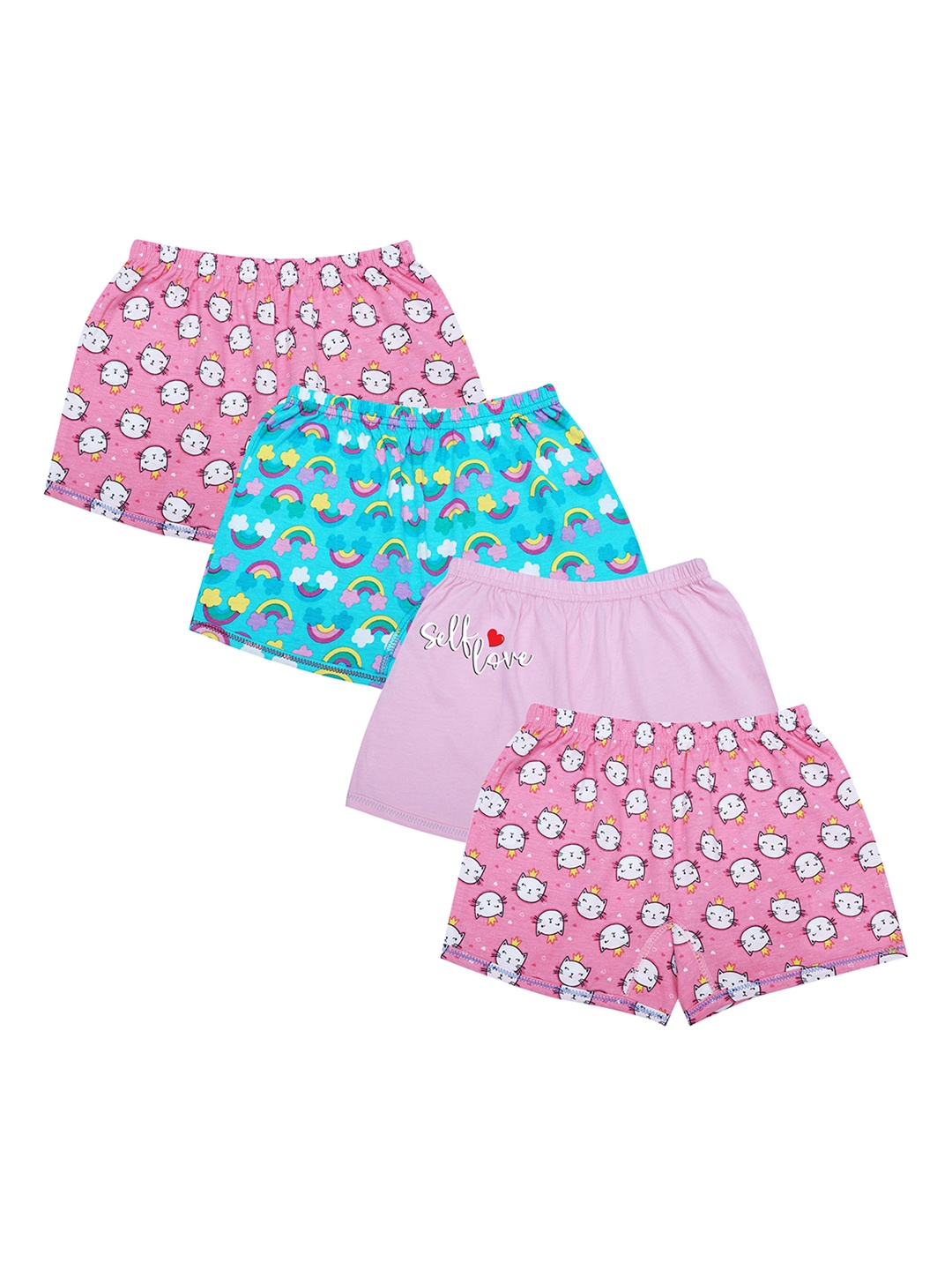 

DChica Girls Pack Of 4 Printed Cotton Briefs, Pink