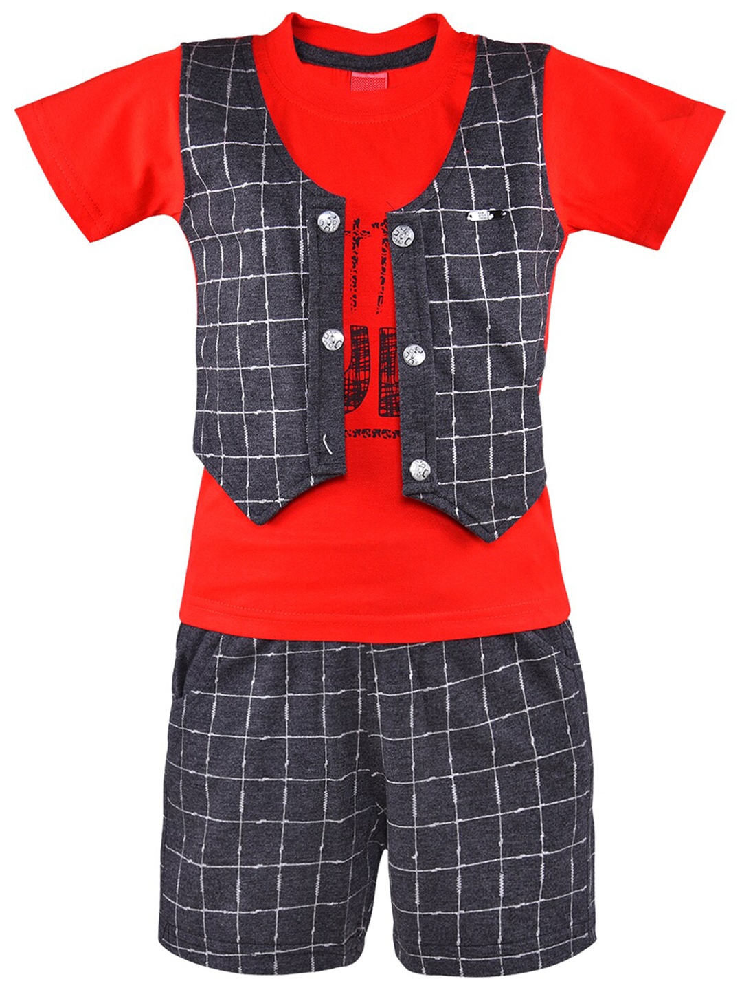 

Wish Karo Boys Printed Cotton Blend Clothing Set, Red