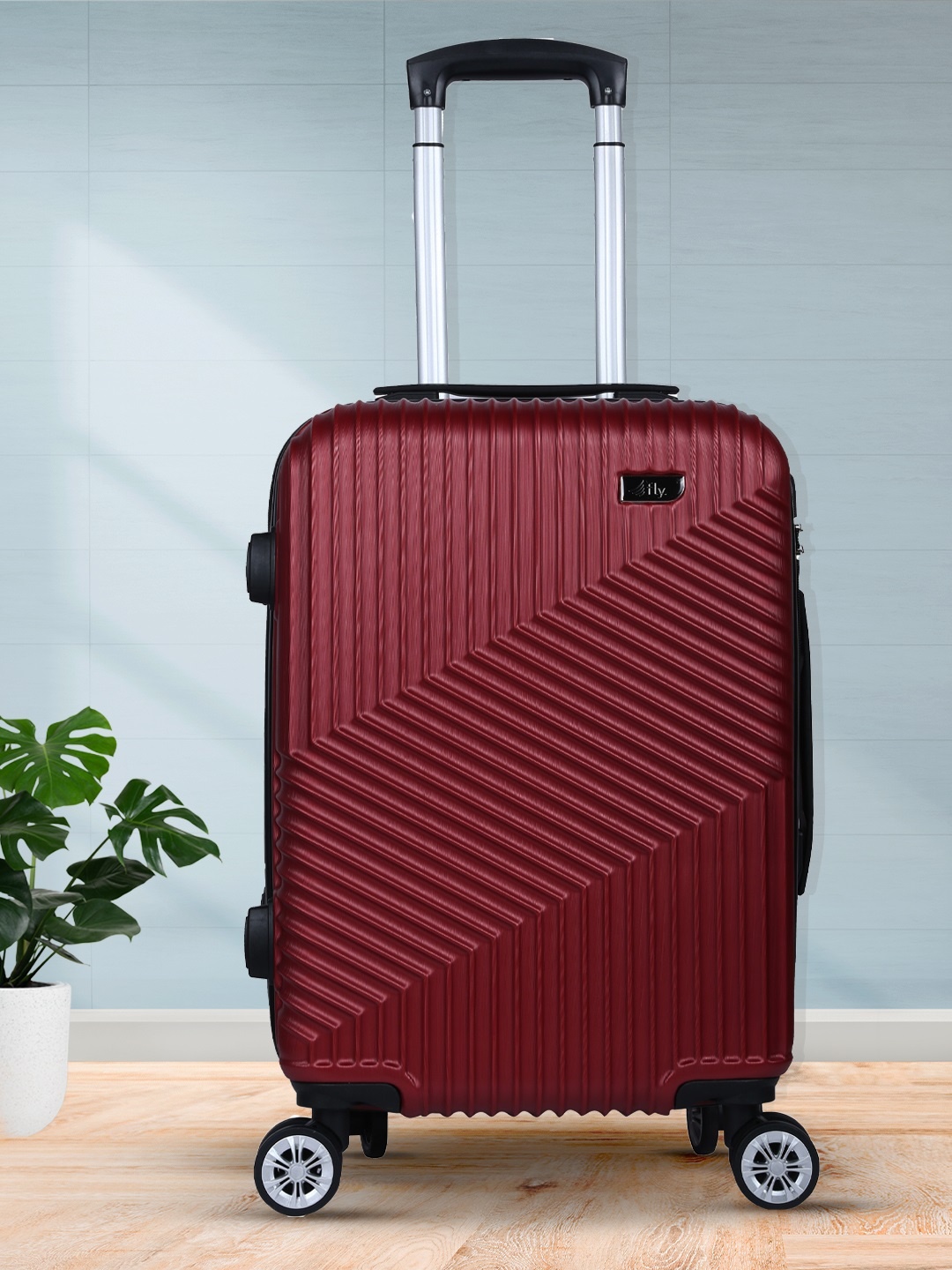 

Fly Textured Hard-Sided Medium Trolley Suitcase, Red