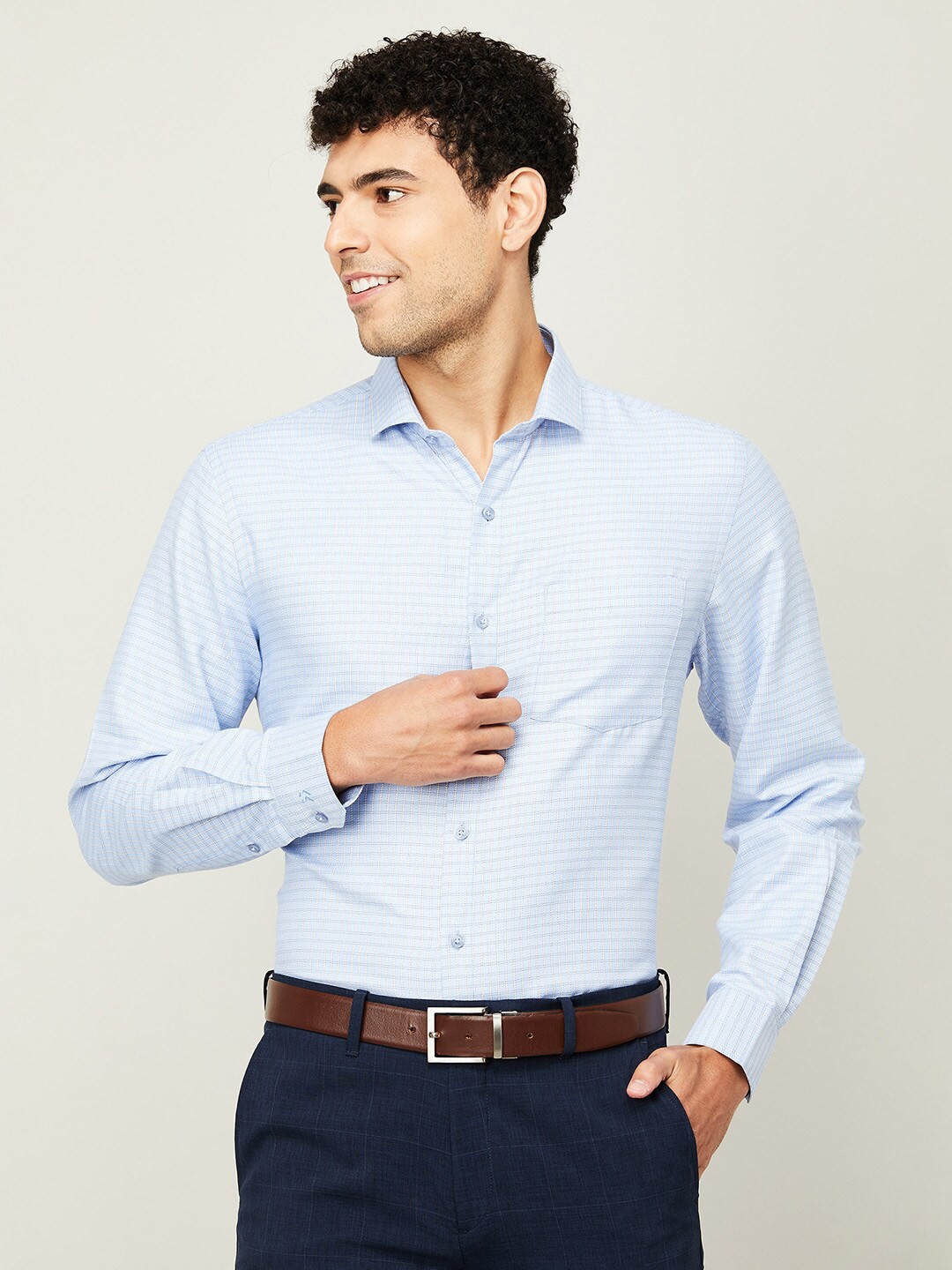 

CODE by Lifestyle Men Blue Checked Cotton Formal Shirt