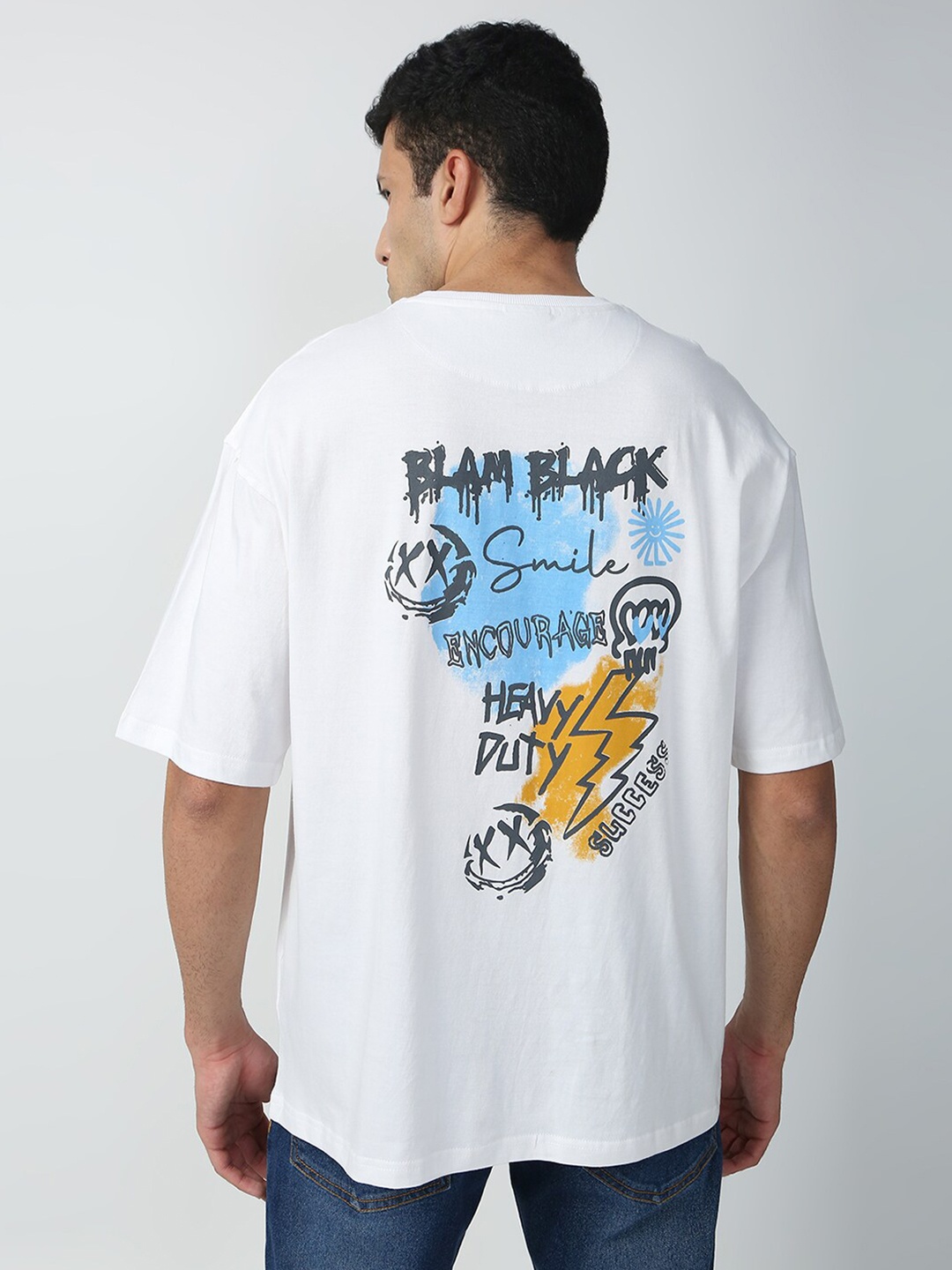 

Blamblack Men Typography Printed T-shirt, White