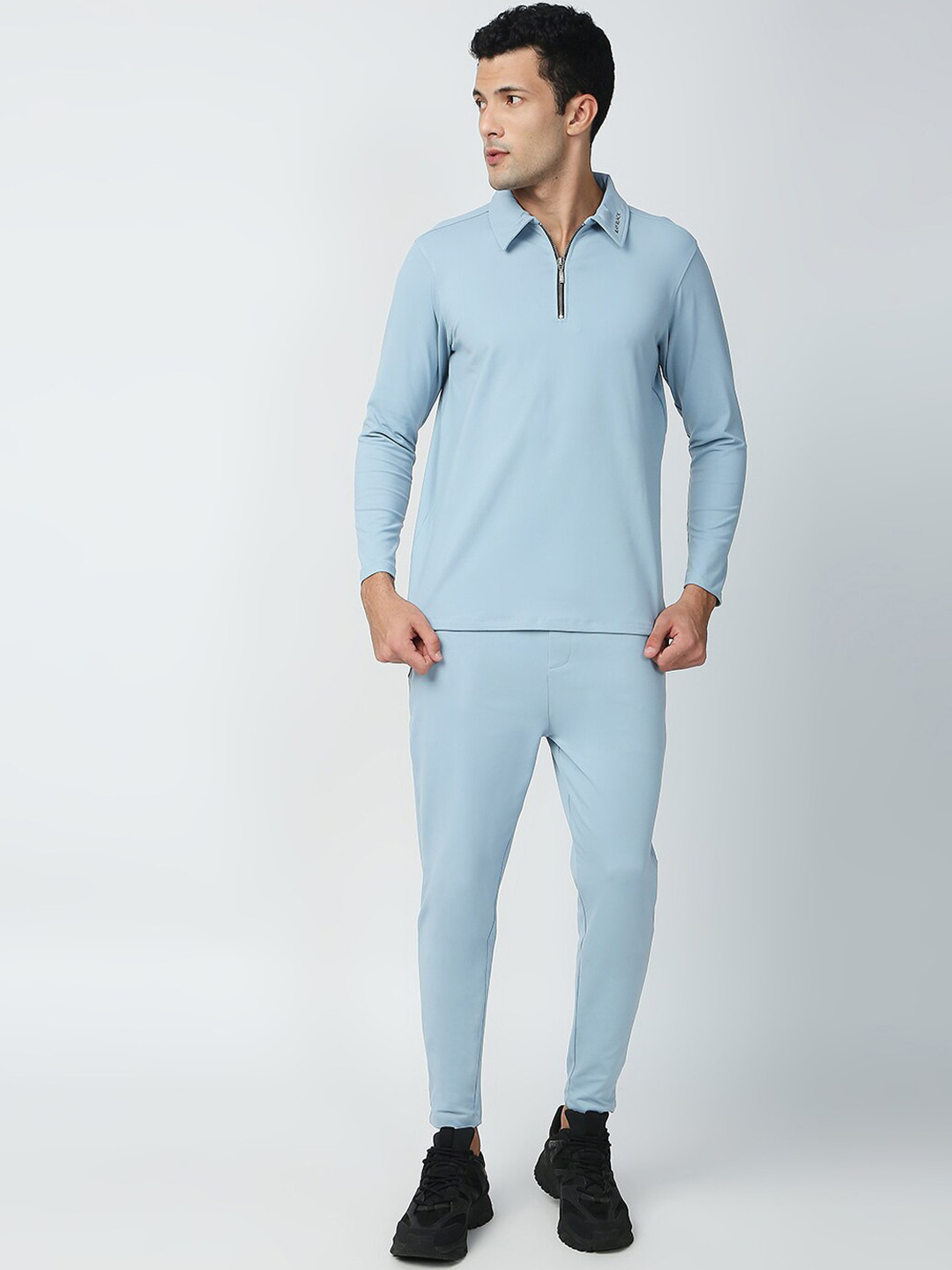 

Blamblack Men Solid Co-Ords, Blue