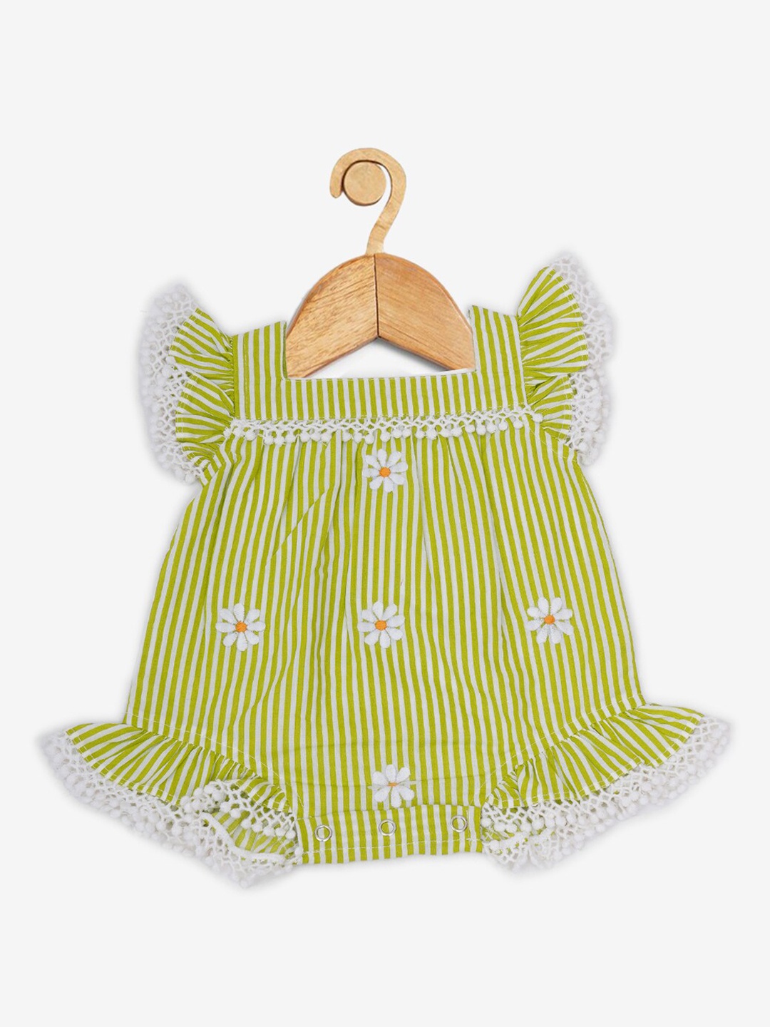 

Creative Kids Girls Cotton Stripe Bodysuit, Green