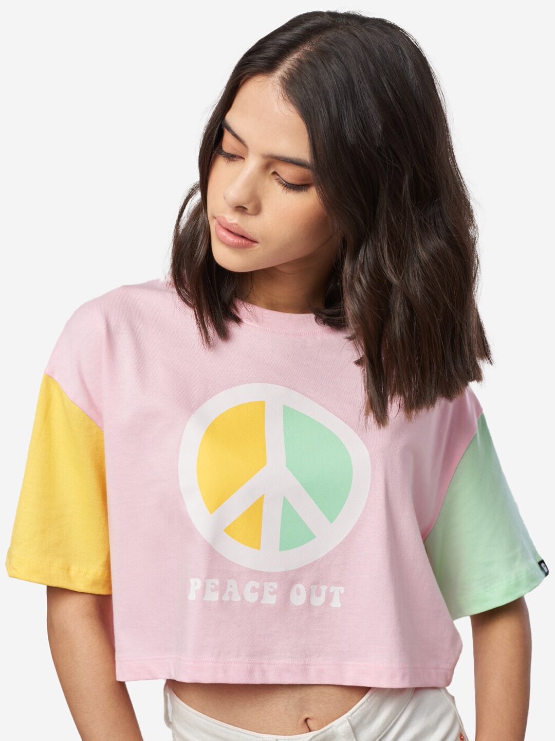 

The Souled Store Women Typography Printed Pure Cotton Oversized T-shirt, Pink