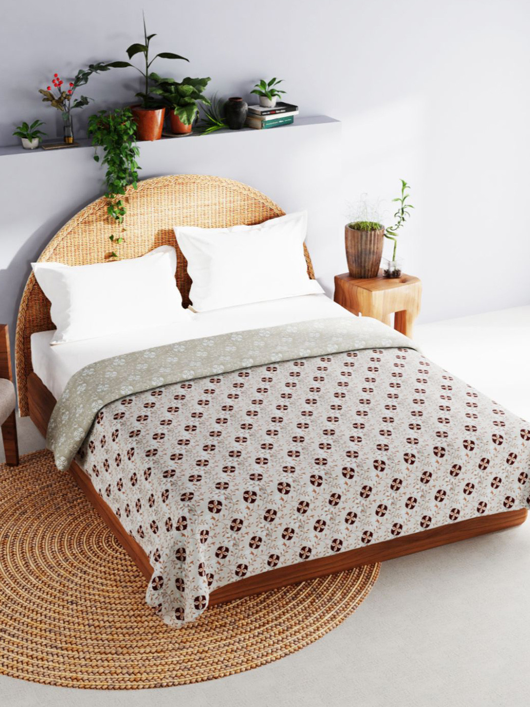 

BIANCA Floral AC Room 150 GSM Double Bed Dohar, White