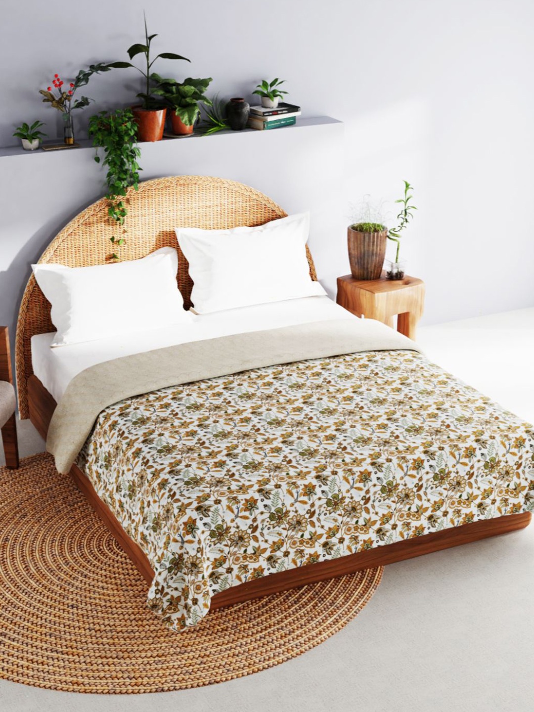 

BIANCA Floral AC Room 150 GSM Double Bed Dohar, White