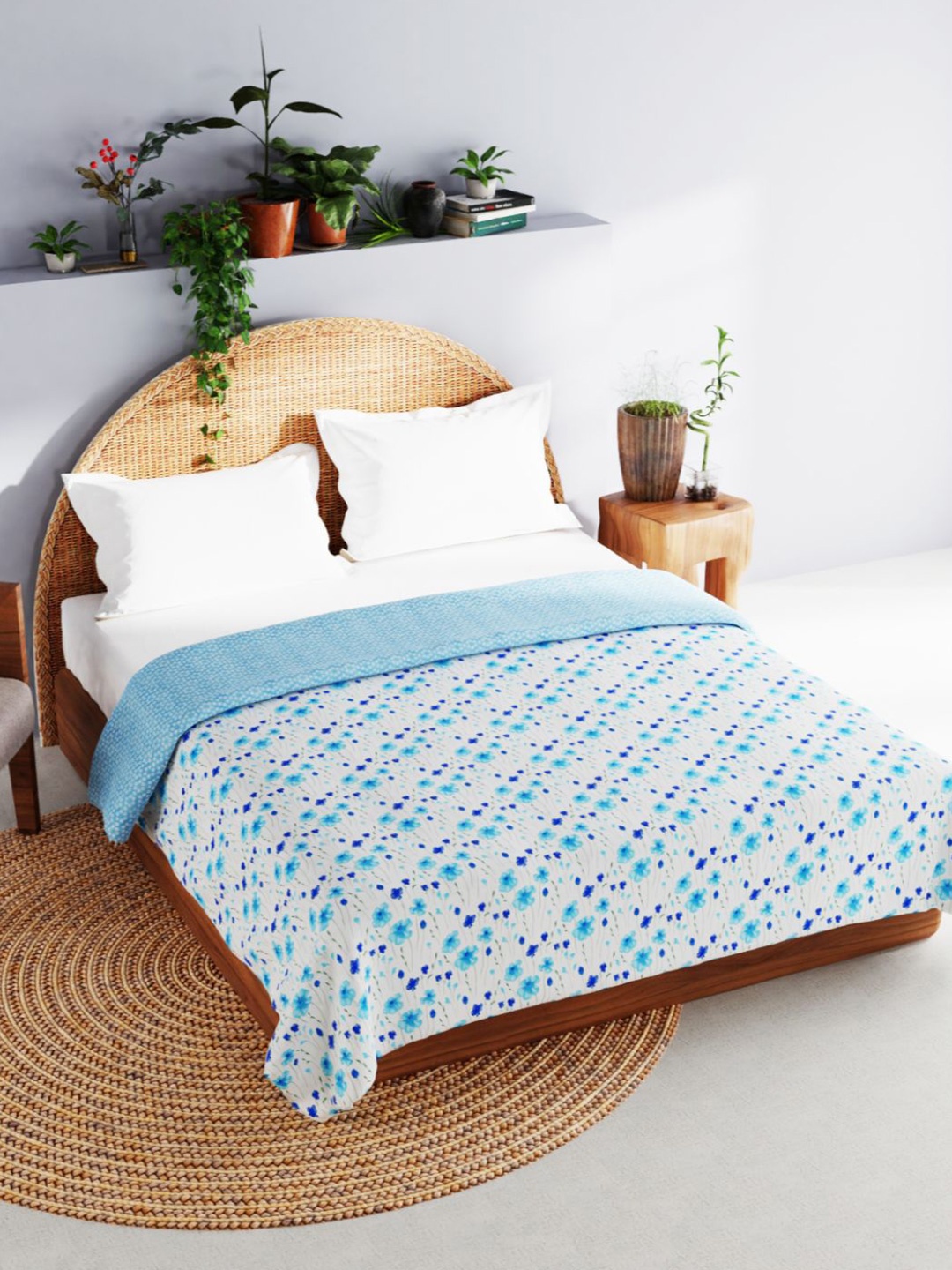 

BIANCA Floral AC Room 150 GSM Double Bed Dohar, Blue