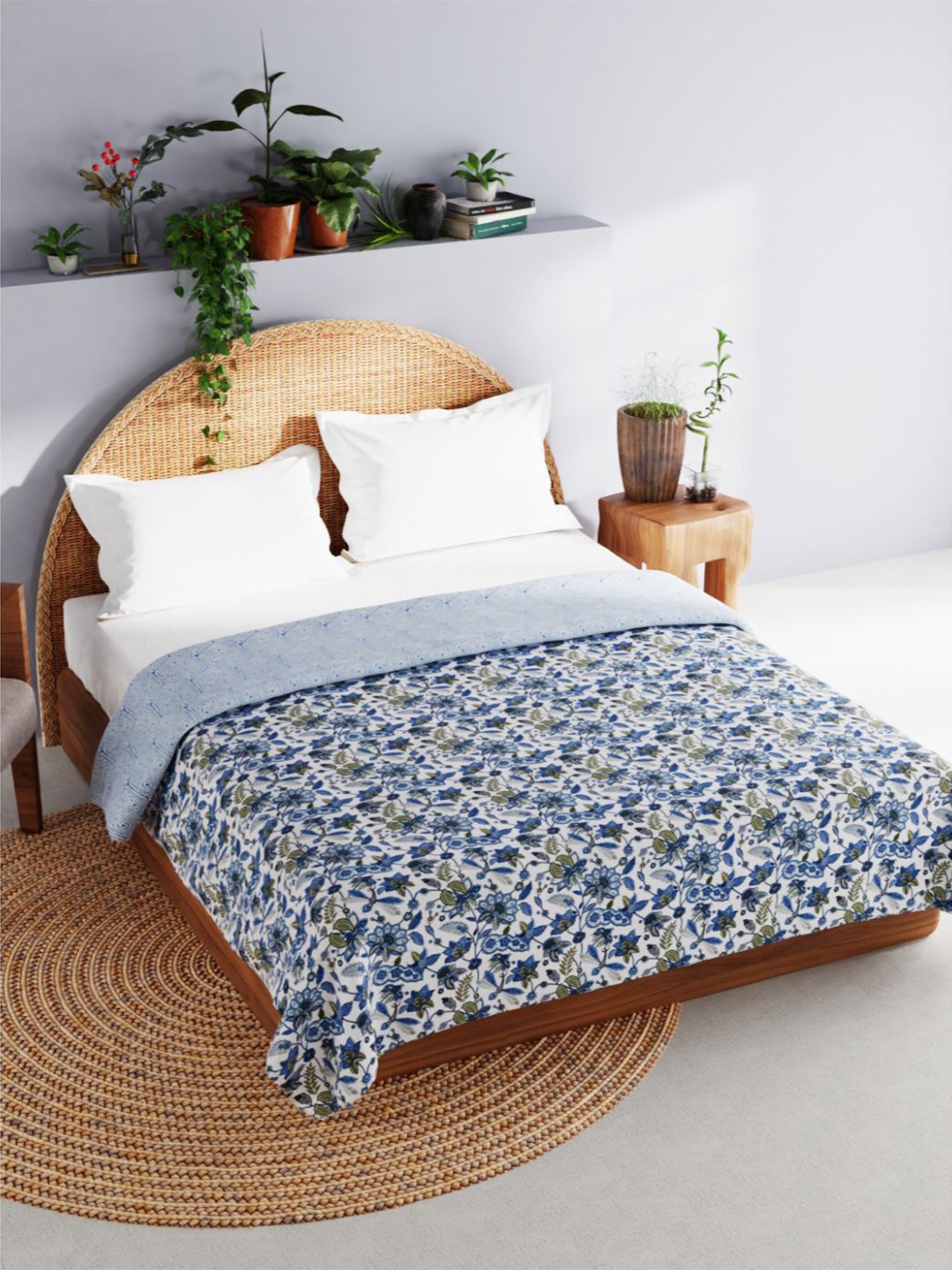 

BIANCA Floral AC Room 150 GSM Double Bed Dohar, White