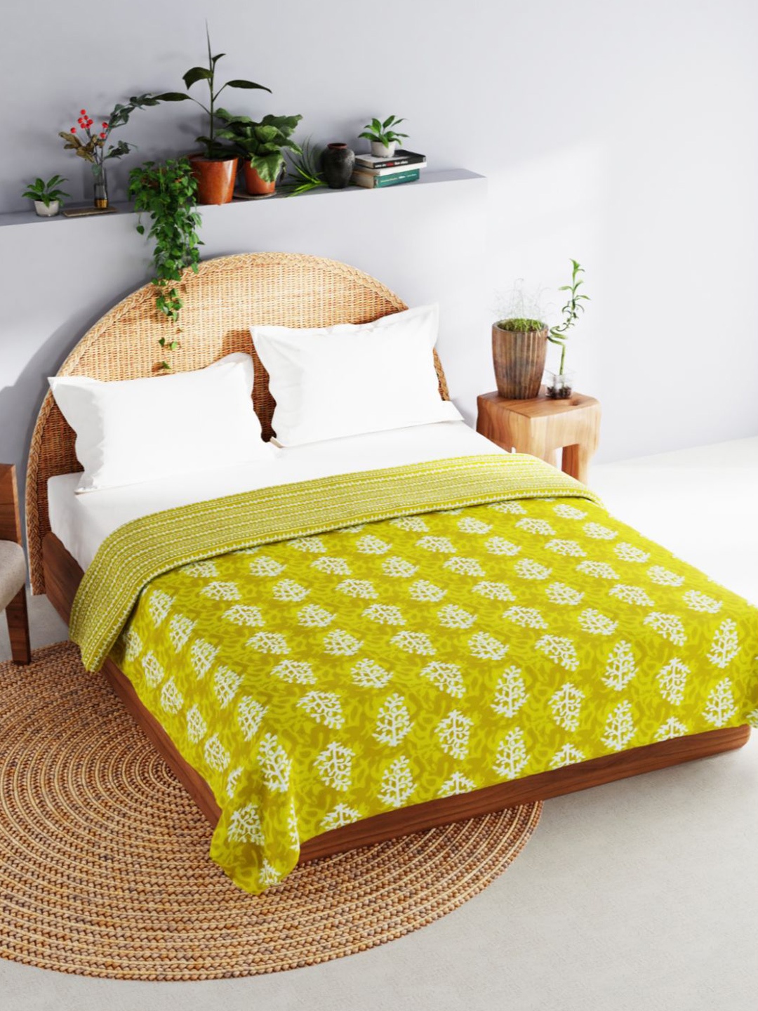 

BIANCA Floral AC Room 150 GSM Cotton Double Bed Dohar, Green