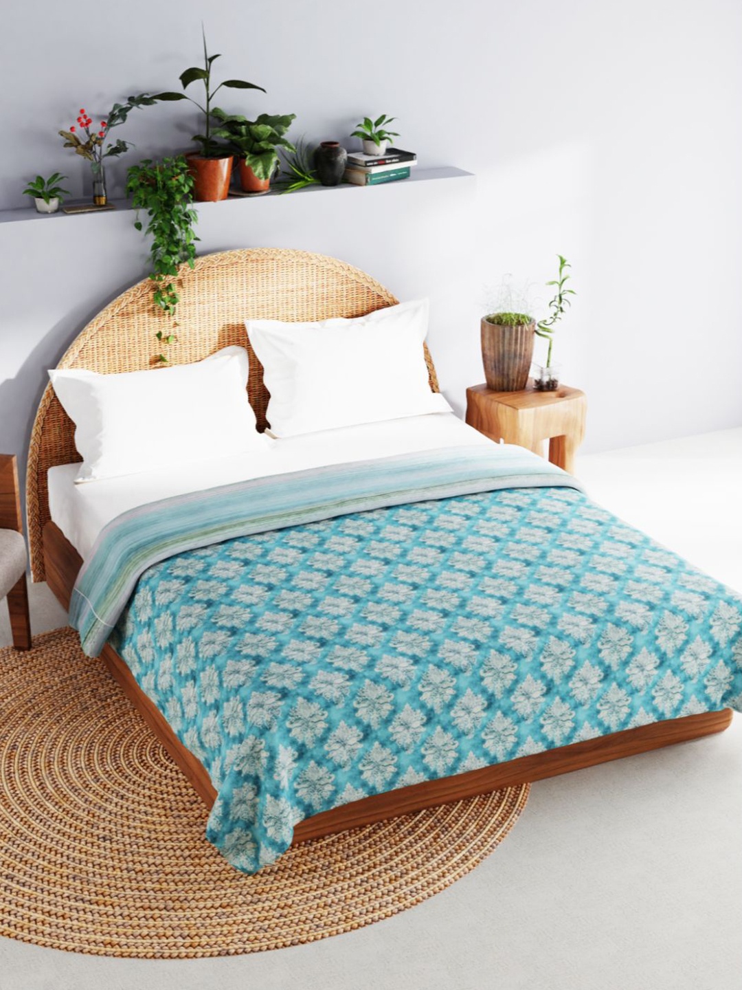 

BIANCA Ethnic Motifs AC Room 150 GSM Double Bed Dohar, Turquoise blue
