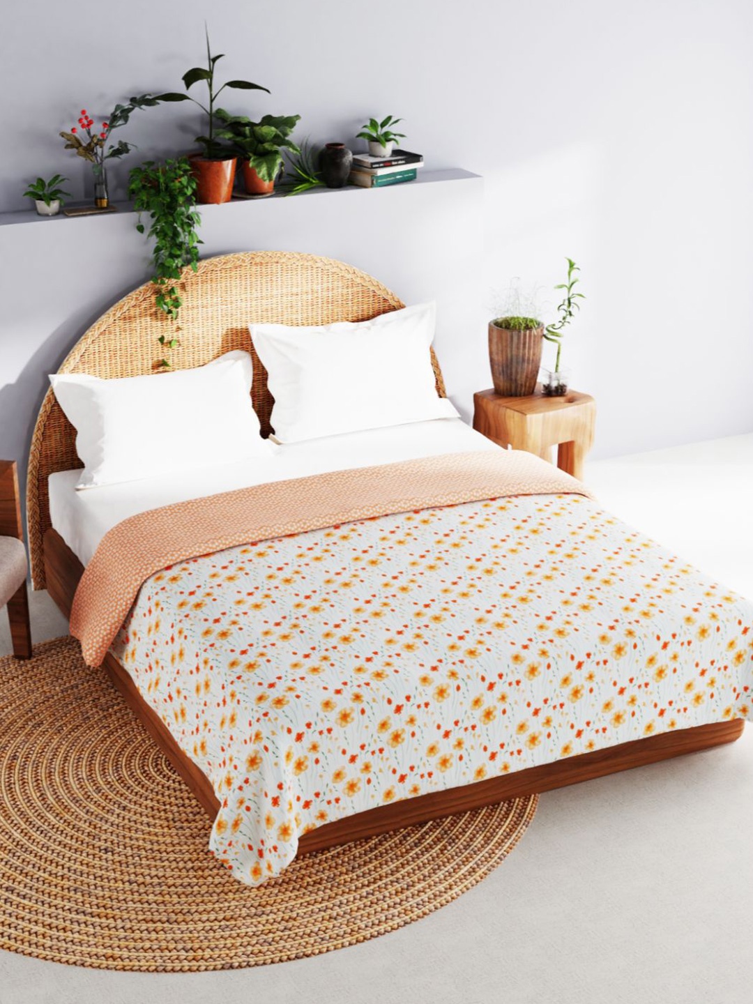 

BIANCA Floral AC Room 150 GSM Double Bed Dohar, Orange
