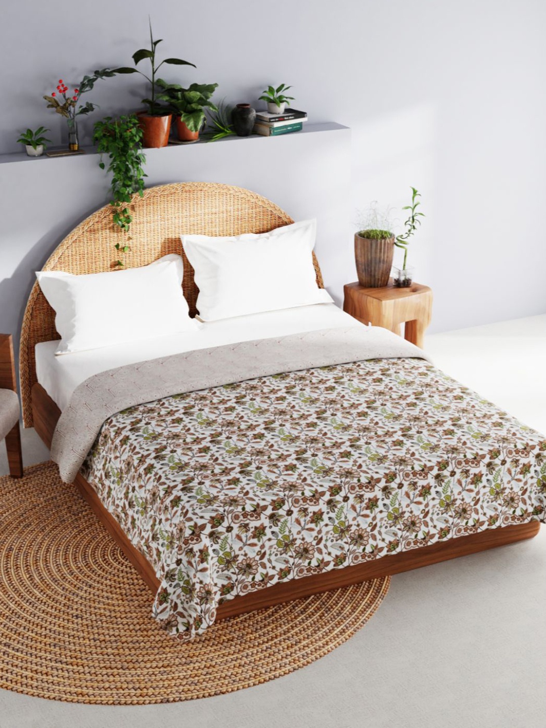 

BIANCA Floral AC Room 150 GSM Double Bed Dohar, White