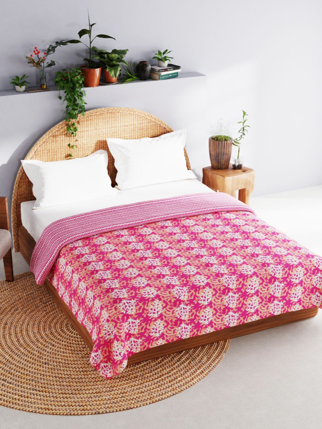 

BIANCA Abstract Printed Pure cotton AC Room 150 GSM Double Bed Dohar, Pink