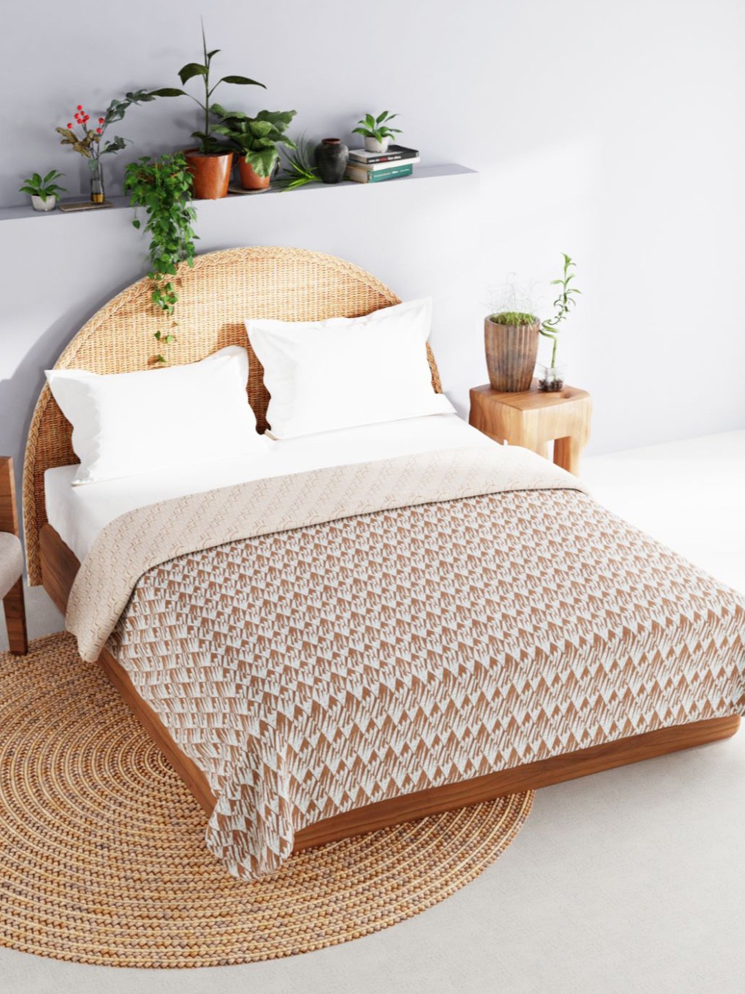 

BIANCA Geometric AC Room 150 GSM Double Bed Dohar, White