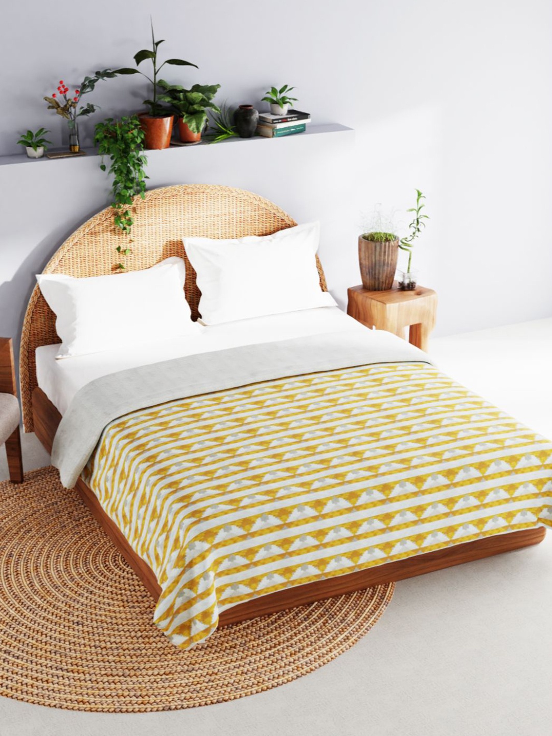 

BIANCA Geometric AC Room 150 GSM Double Bed Dohar, White