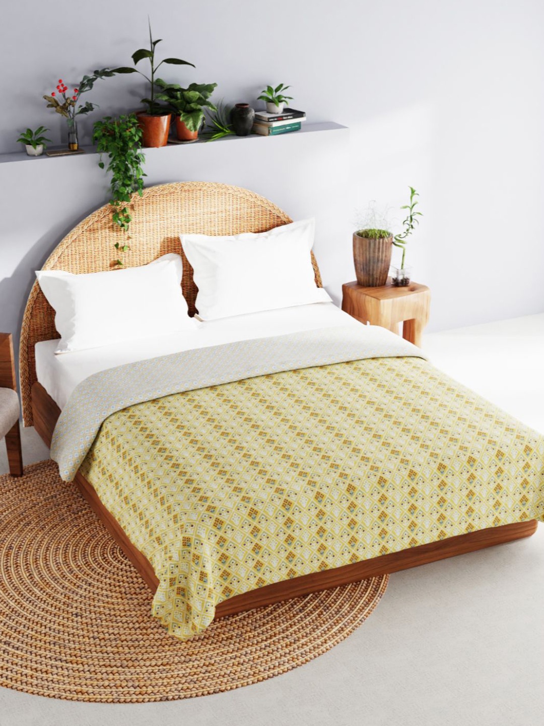 

BIANCA Geometric AC Room 150 GSM Double Bed Dohar, Yellow