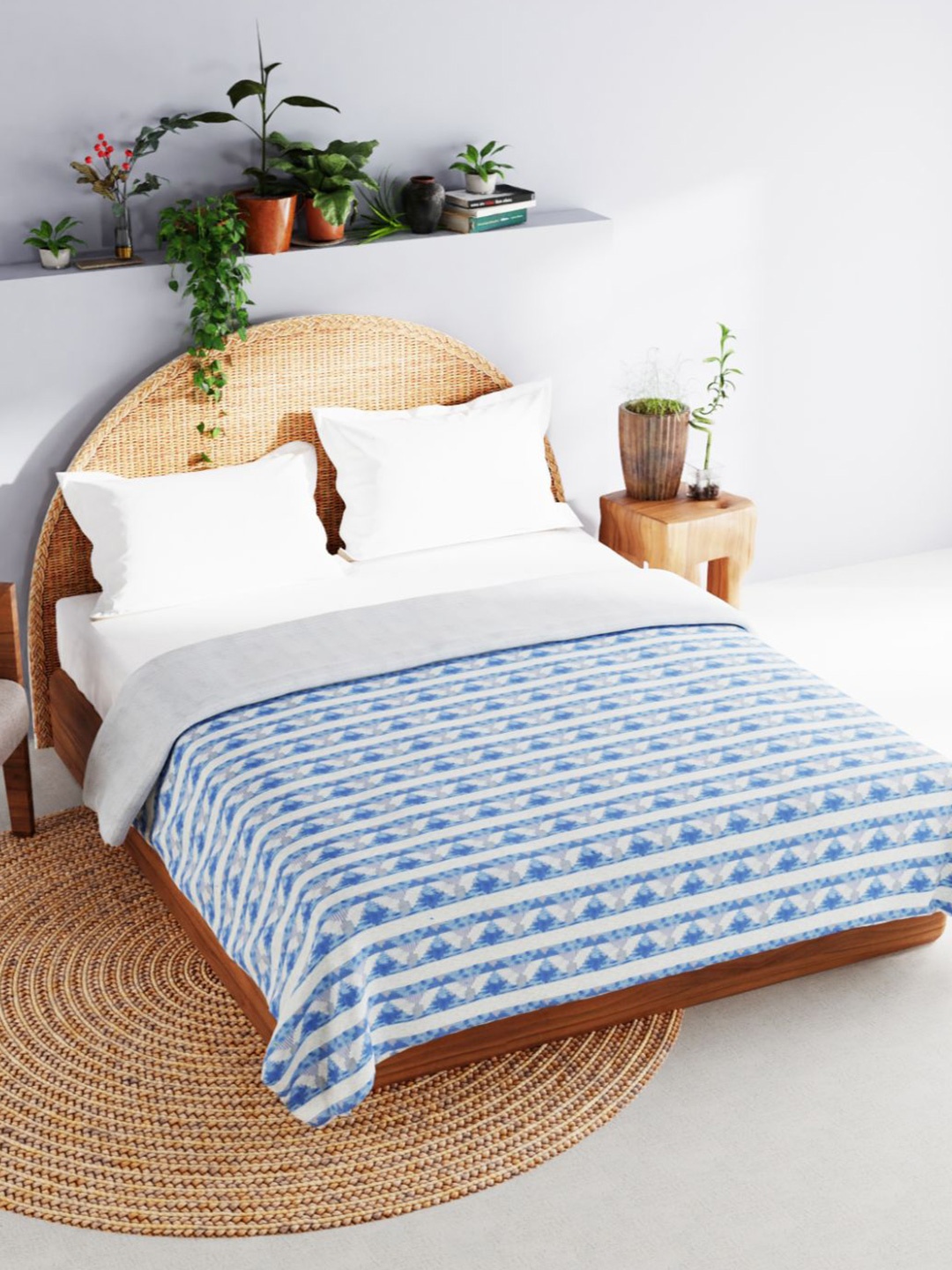 

BIANCA Geometric AC Room 150 GSM Double Bed Dohar, White