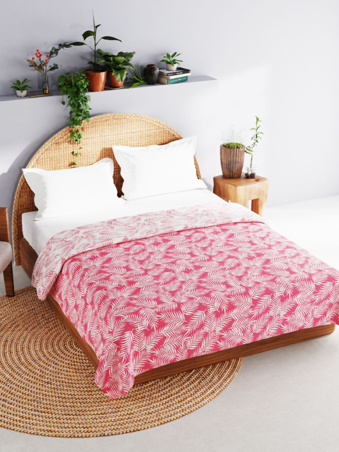 

BIANCA Floral Printed AC Room Cotton 150 GSM Double Bed Dohar, Coral