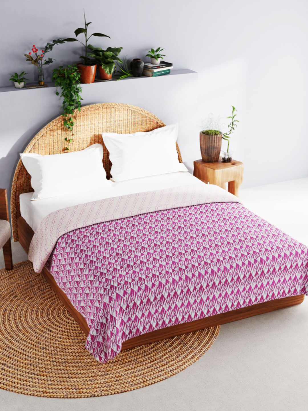 

BIANCA Printed AC Room Cotton 150 GSM Double Bed Dohar, Pink