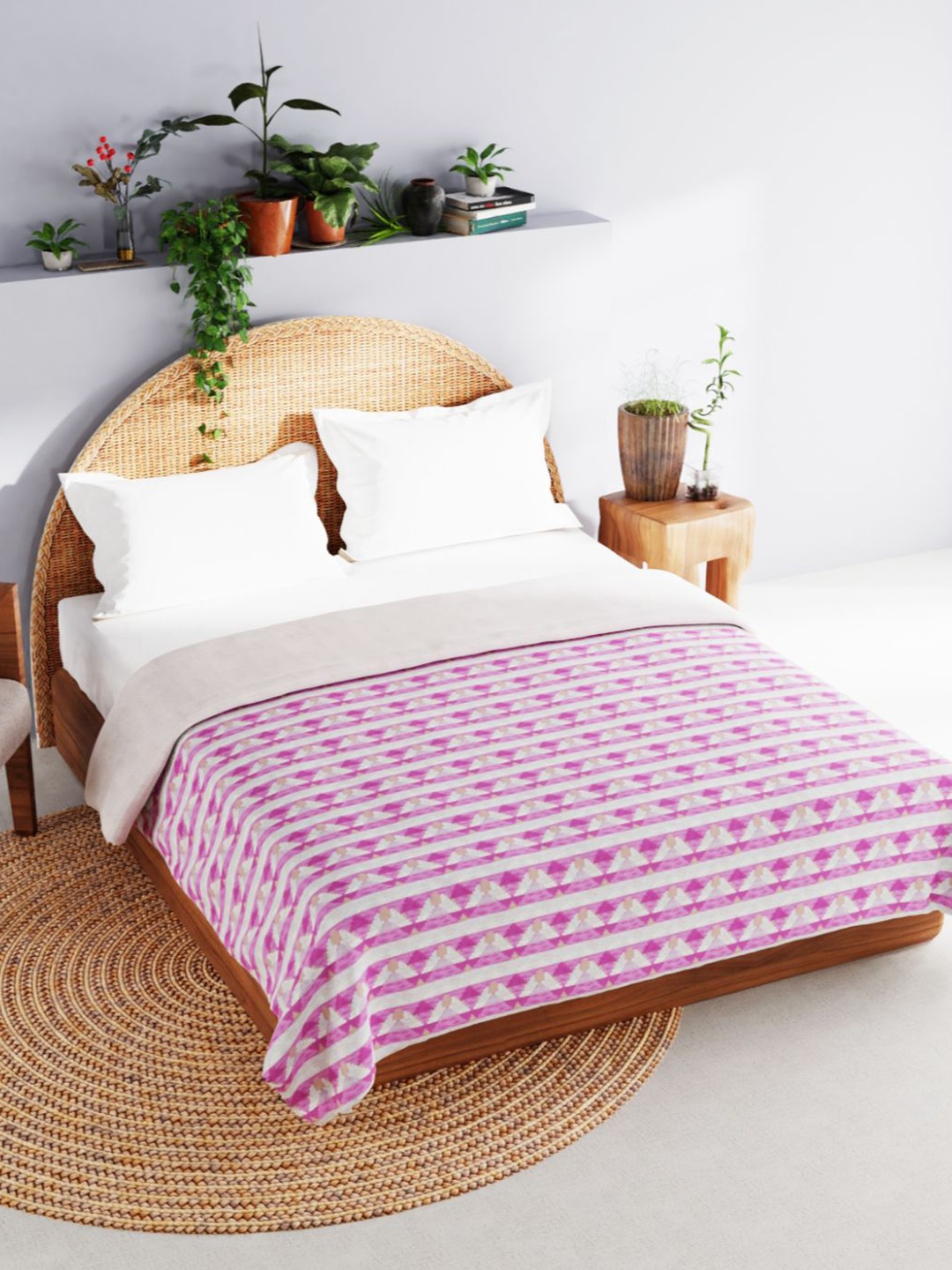 

BIANCA Printed AC Room Cotton 150 GSM Double Bed Dohar, Pink