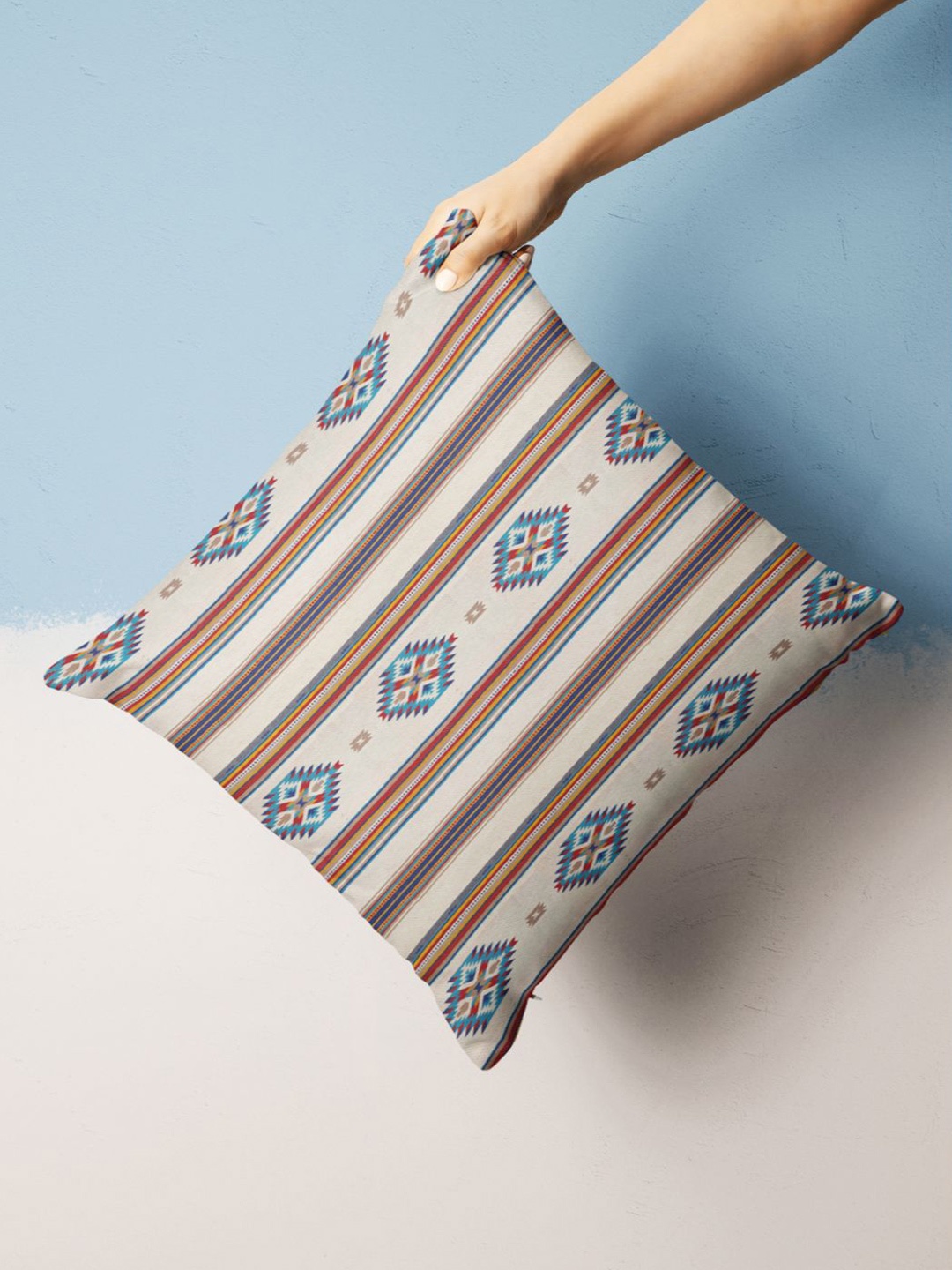 

BIANCA Printed Square Cushion Cover, Beige