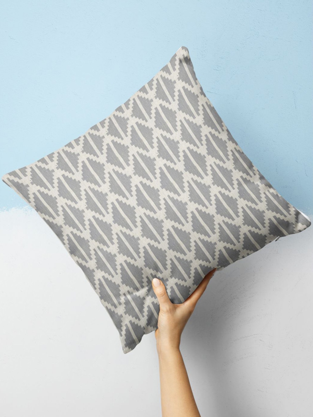 

BIANCA Geometric Printed Square Cushion Cover, Grey