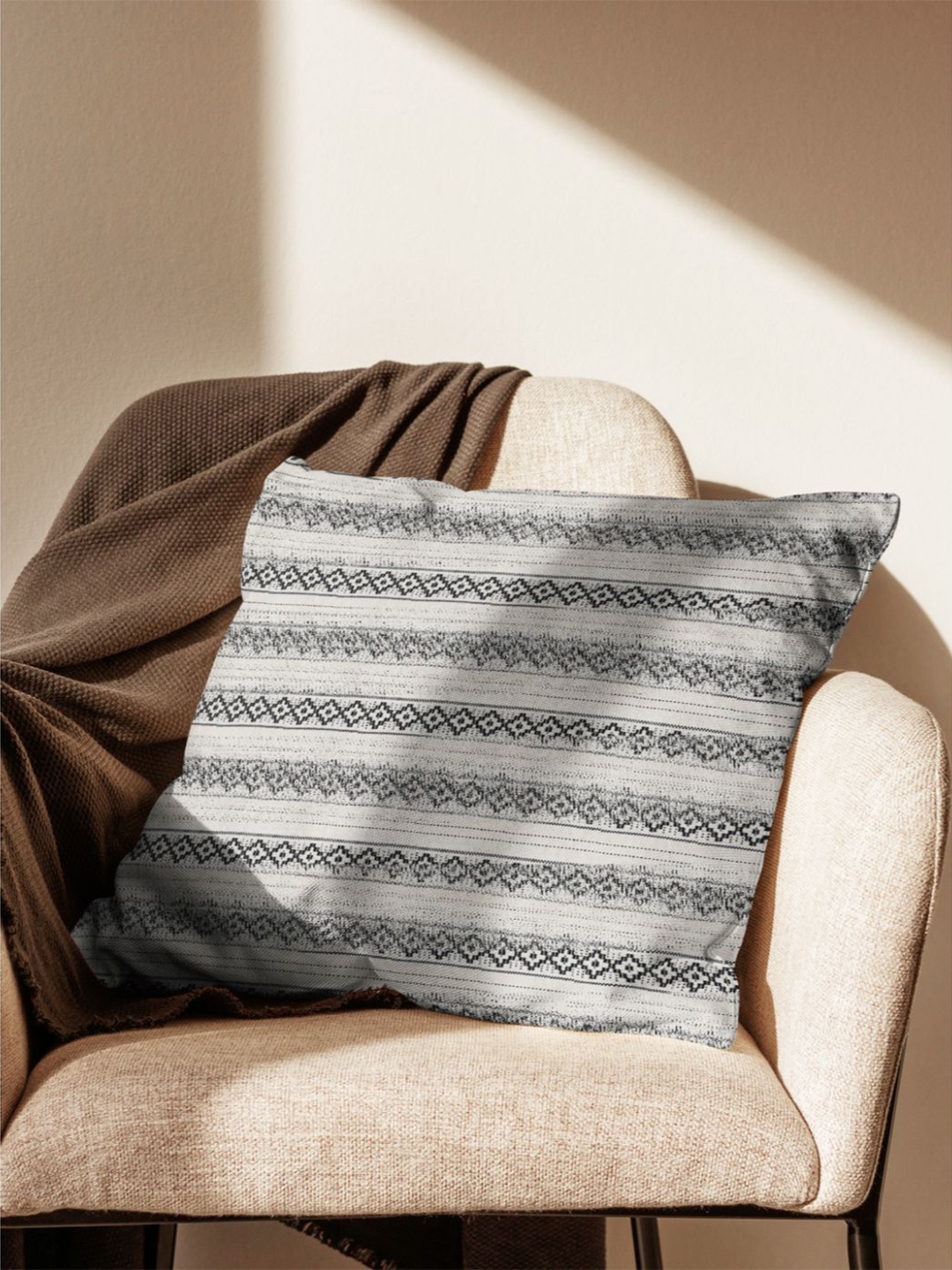 

BIANCA Striped Square Cushion Cover, White