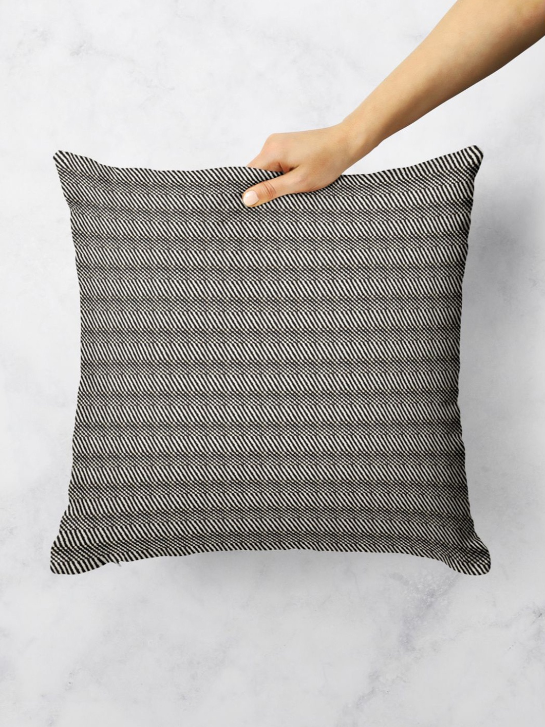 

BIANCA Striped Square Cushion Cover, Beige