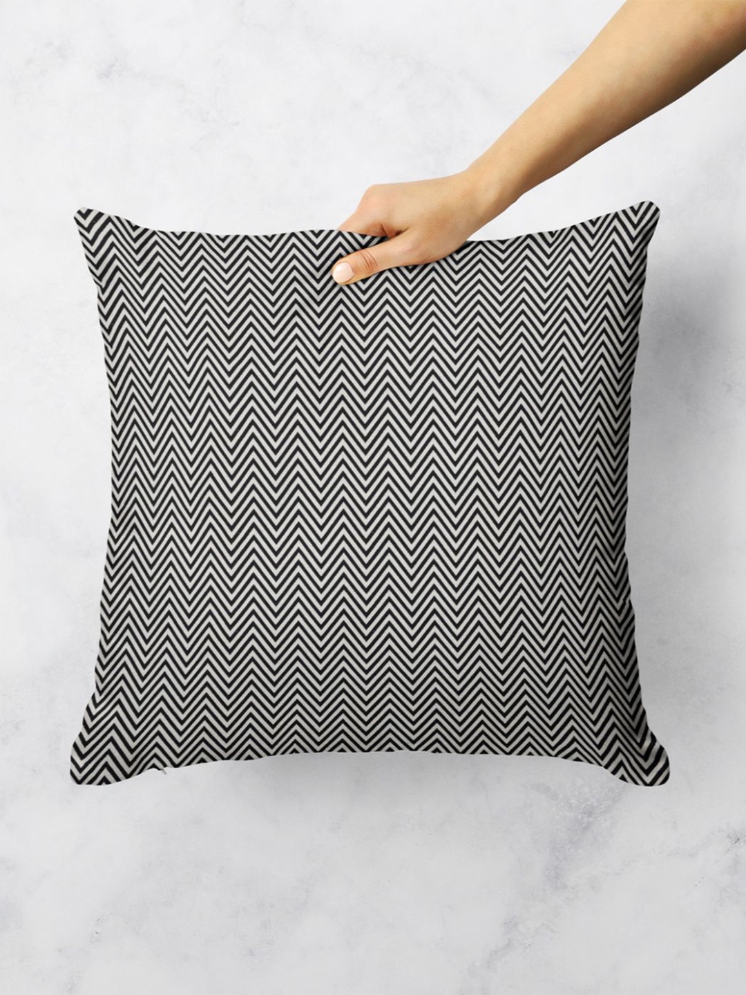 

BIANCA Geometric Printed Square Cushion Cover, White