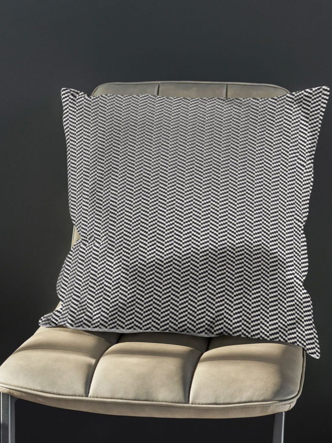 

BIANCA Geometric Printed Square Cushion Cover, Black