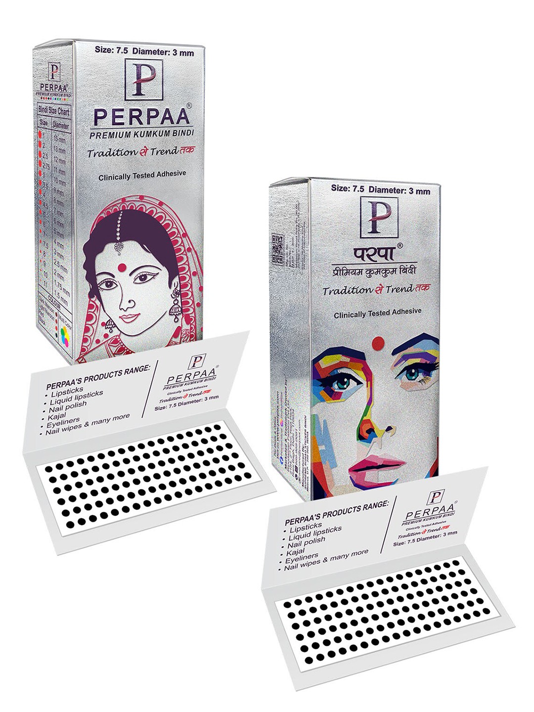 

PERPAA Set of 2 Black Velvet Kumkum Bindi Box with 15 Flaps Each - Size 7.5