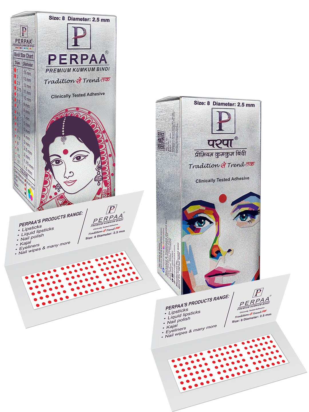 

PERPAA Set of 2 Red Velvet Kumkum Bindi Box with 15 Flaps Each - Size 8