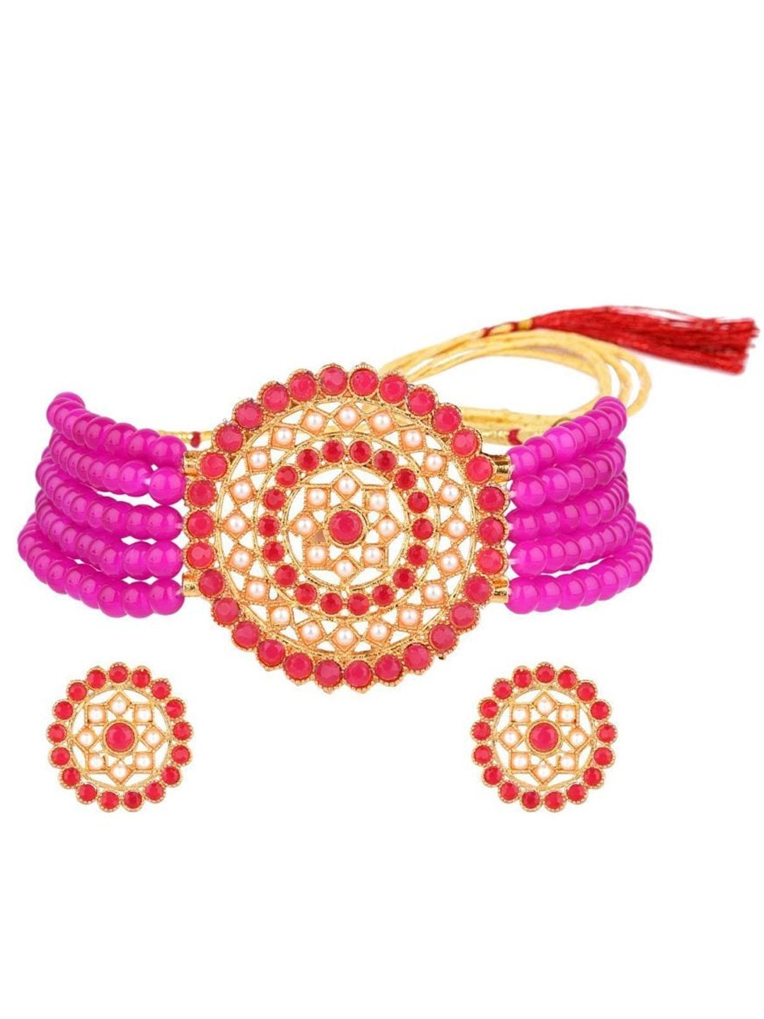 

Efulgenz Gold-Plated Crystal Studded Jewellery Set