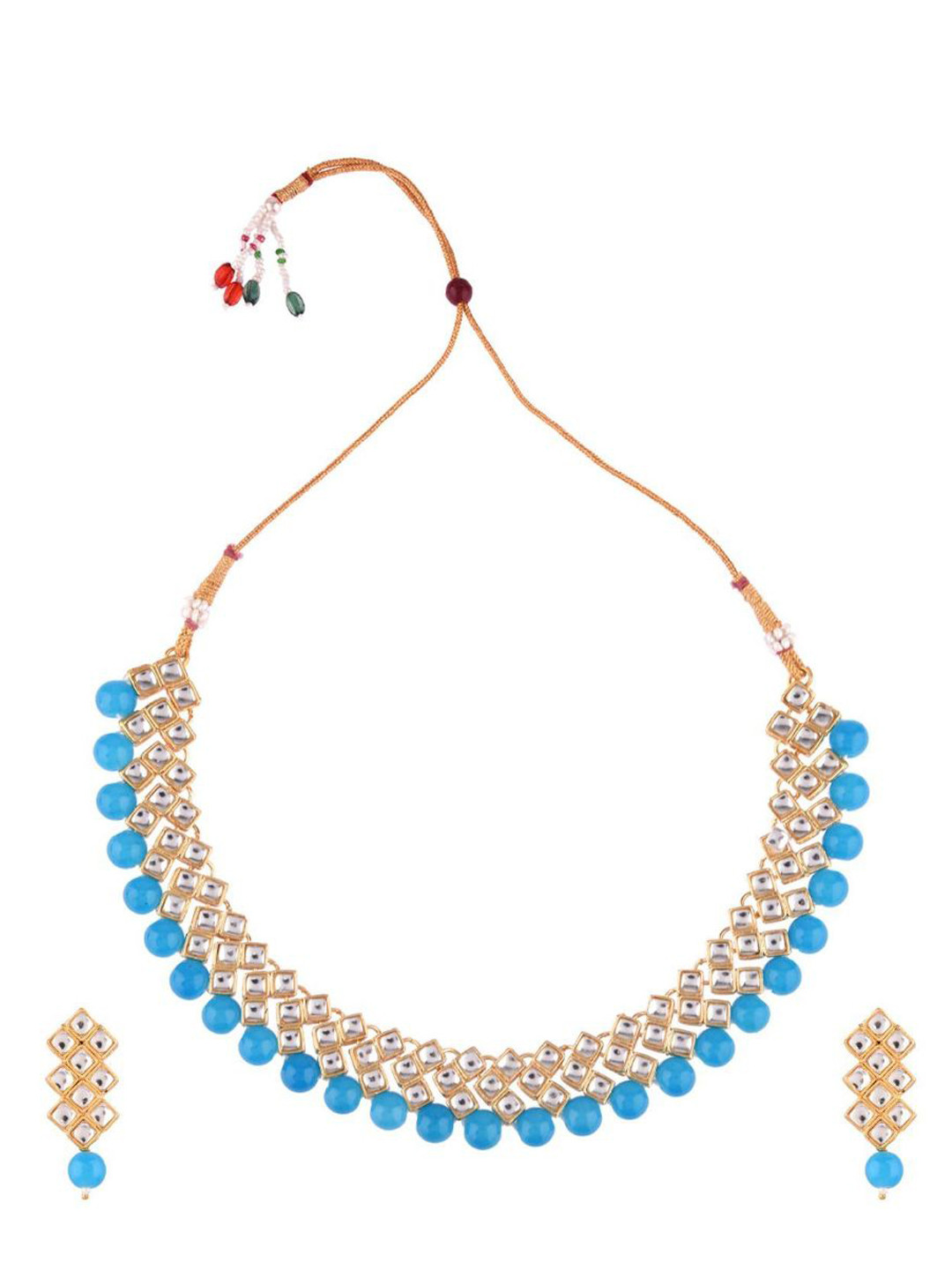 

Efulgenz Gold-Plated Kundan-Studded & Pearl Beaded Jewellery Set