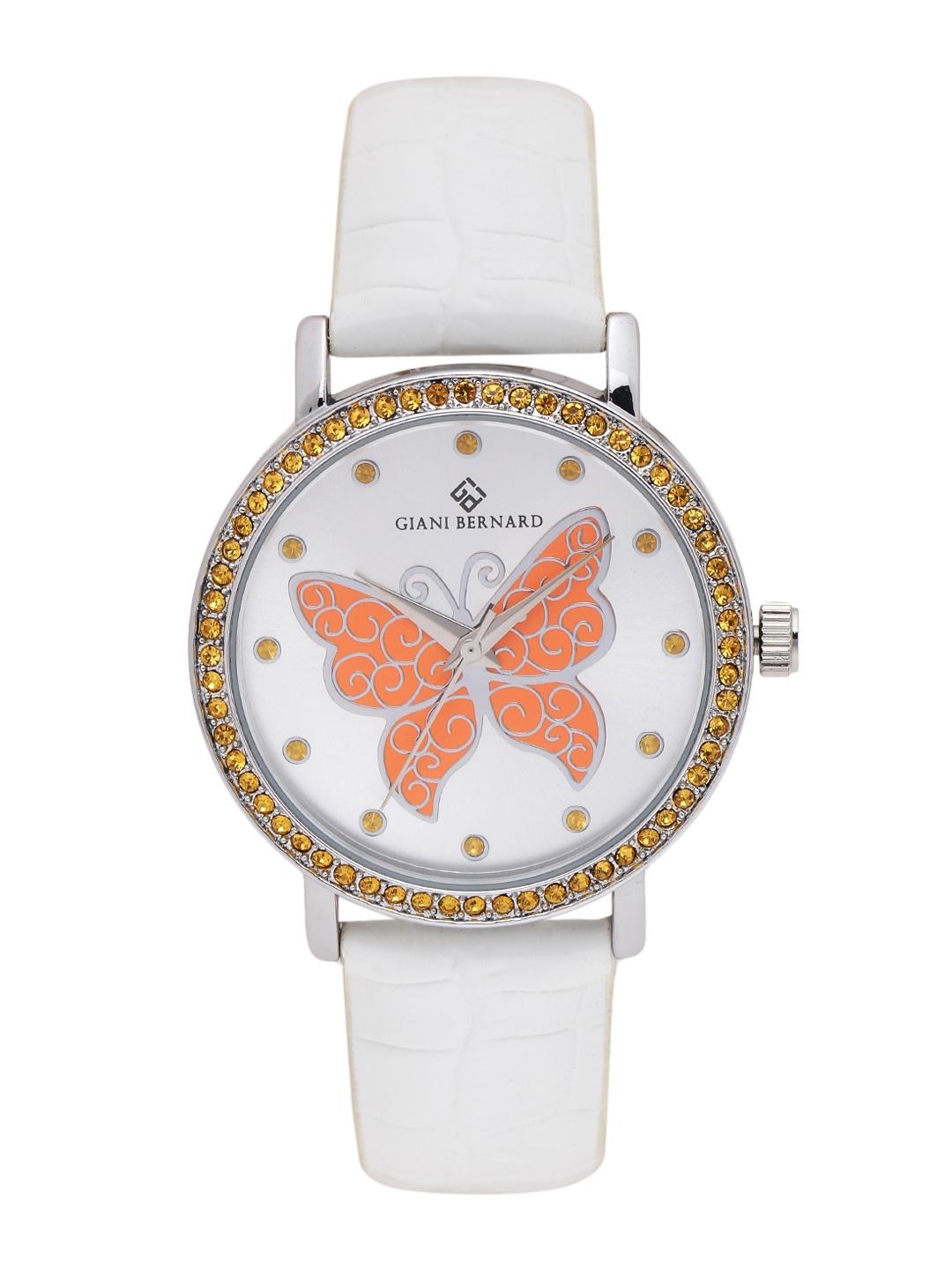 

Giani Bernard Women Silver-Toned & Orange Analogue Watch GBL-04D