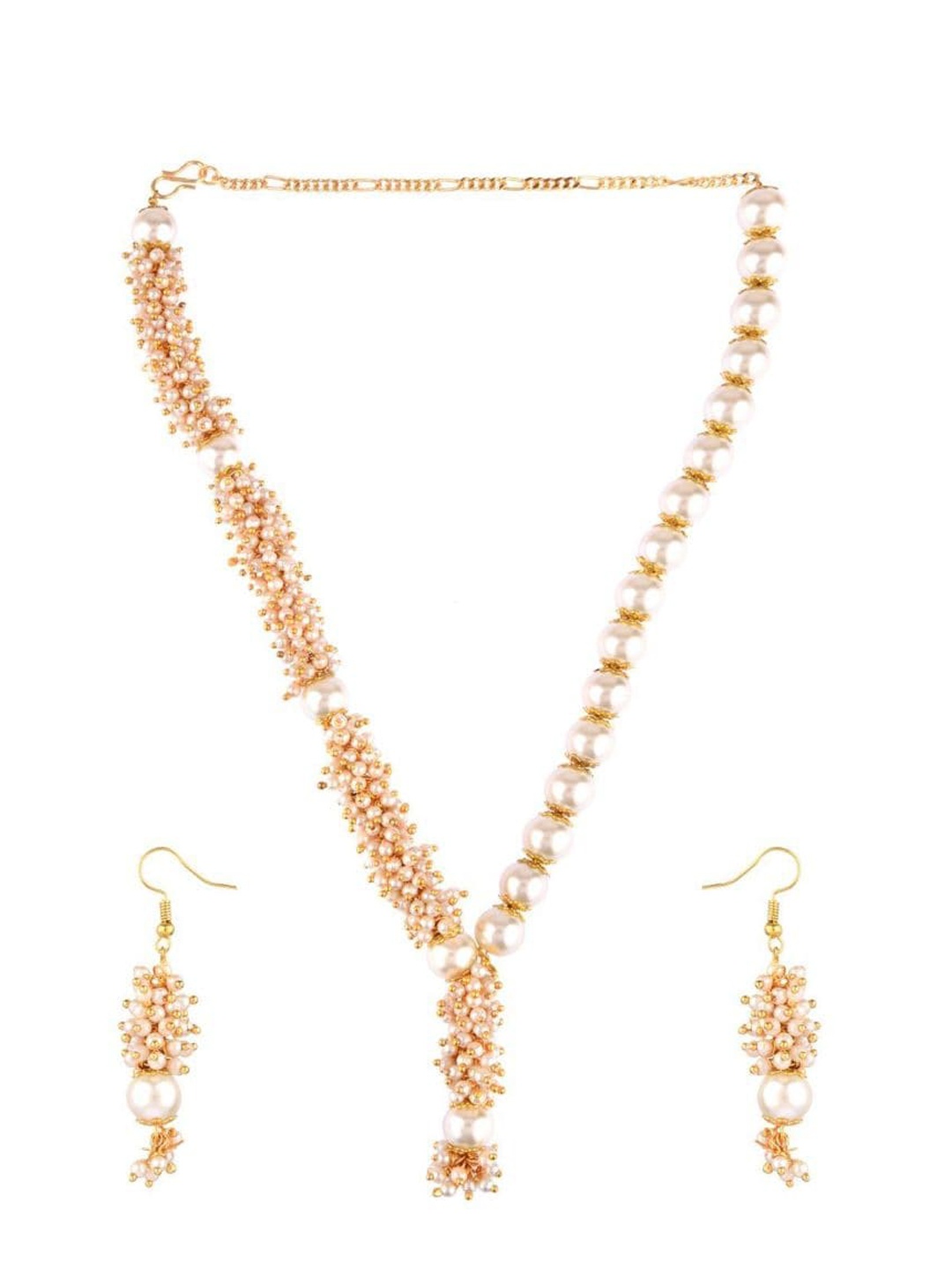 

Efulgenz Gold-Plated Necklace With Earrings, White