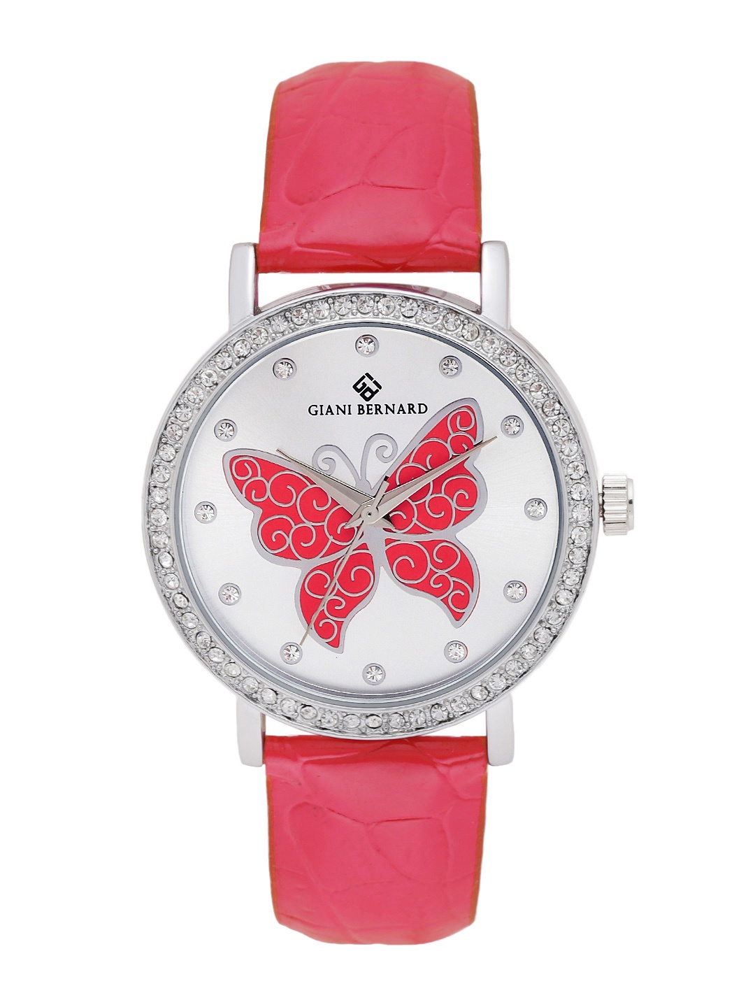

Giani Bernard Women Silver-Toned & Red Analogue Watch L-04I