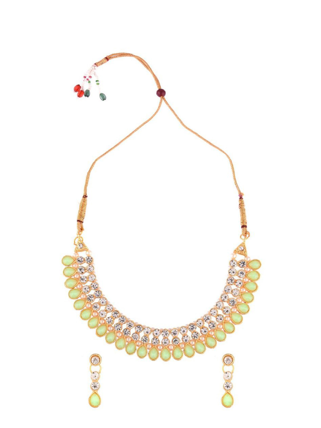 

Efulgenz Gold-Plated Kundan-Studded & Pearl Beaded Jewellery Set