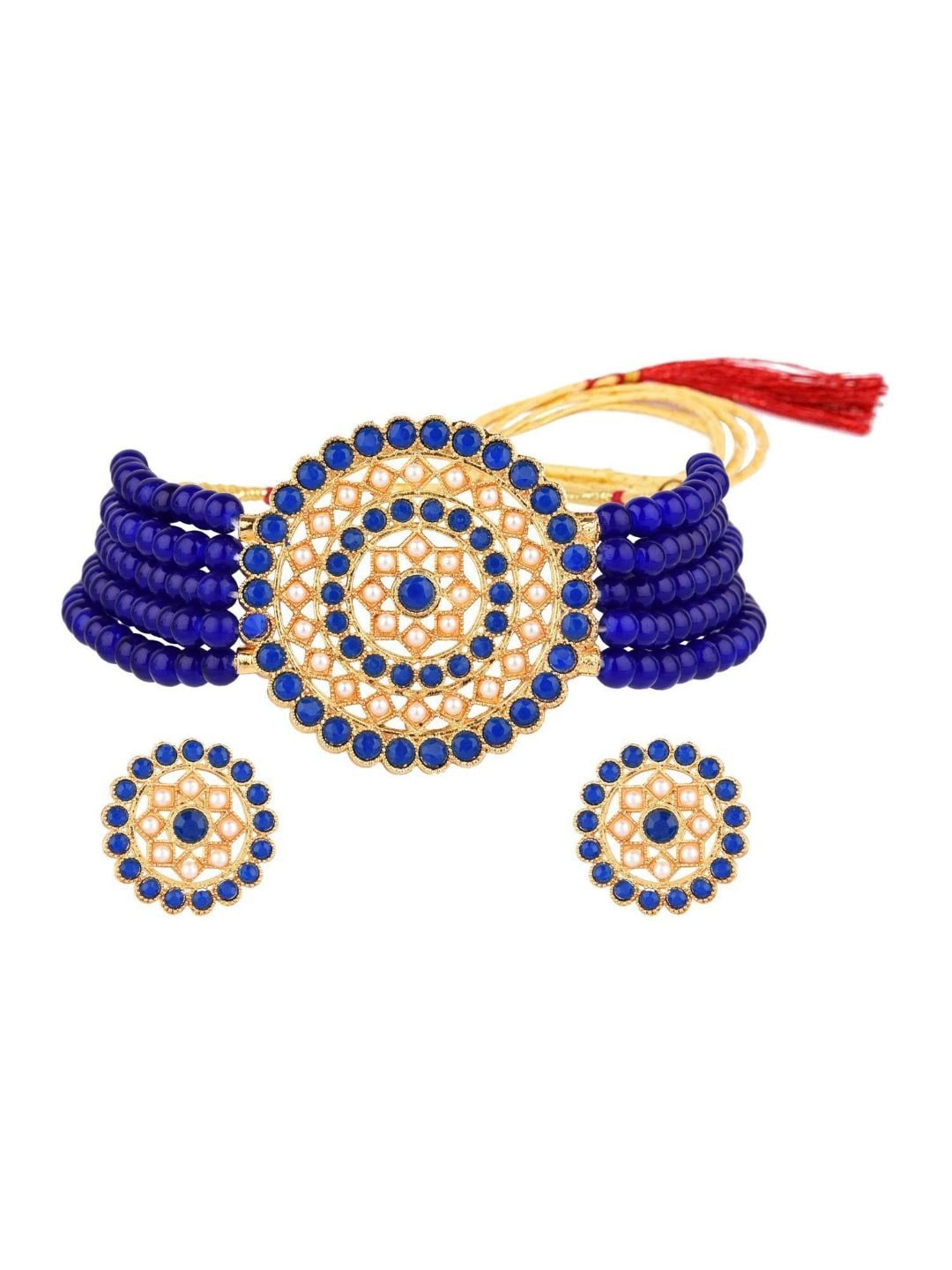 

Efulgenz Gold-Plated Necklace & Earrings Jewellery Set, Blue