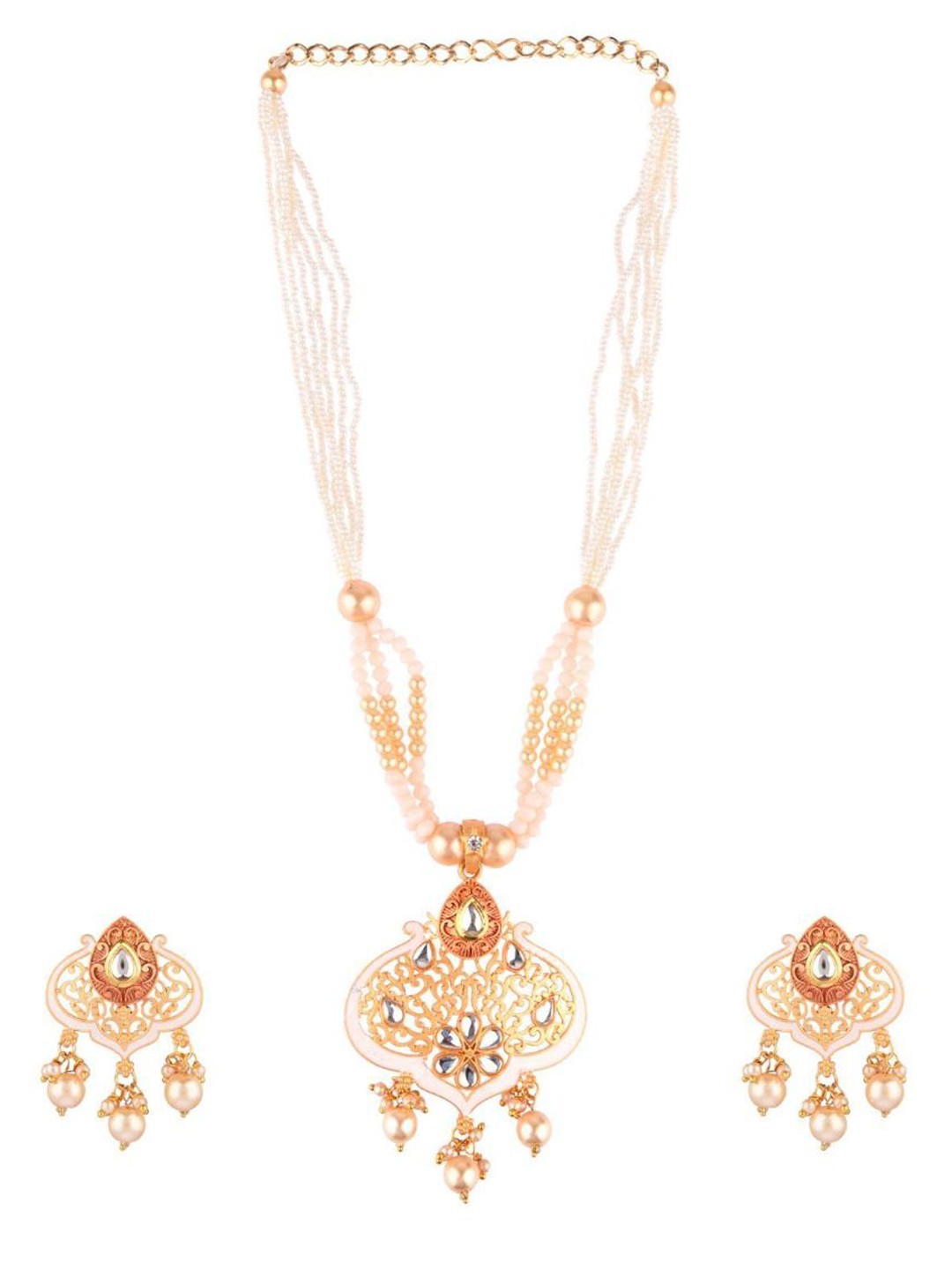 

Efulgenz Gold-Plated Crystals Studded & Beaded Jewellery Set