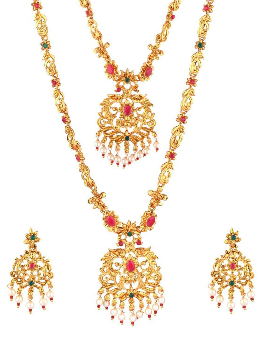 

Efulgenz Gold-Plated Crystal Stone Studded Jewellery Set