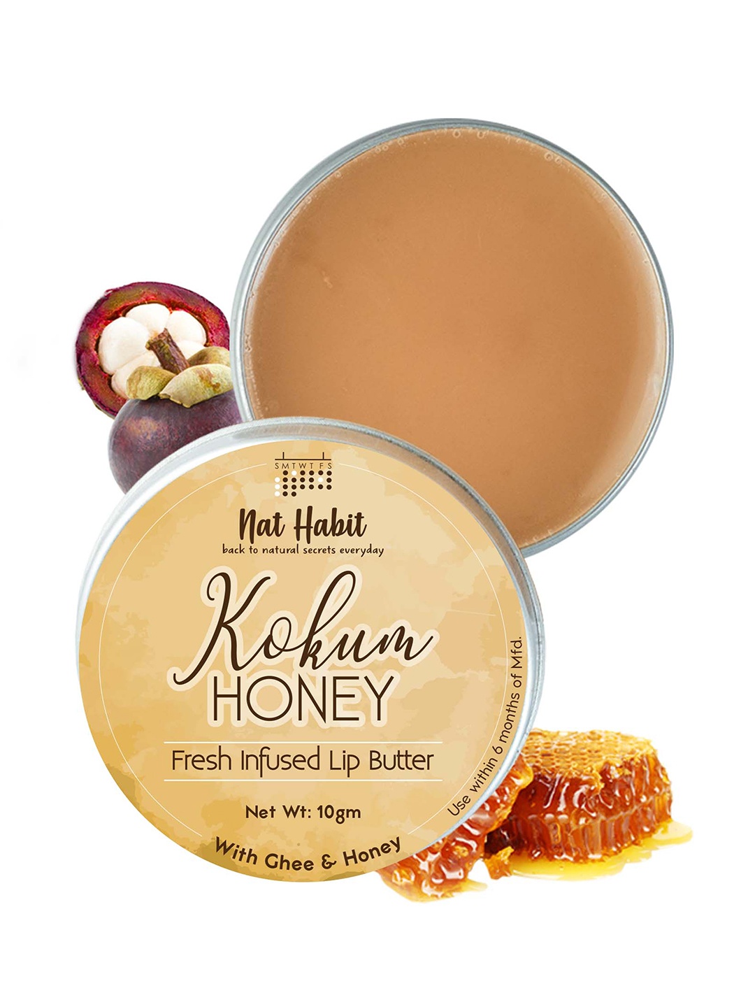 

Nat Habit Kokum Honey Fresh Infused Lip Butter with Ghee Honey - 10g, Orange