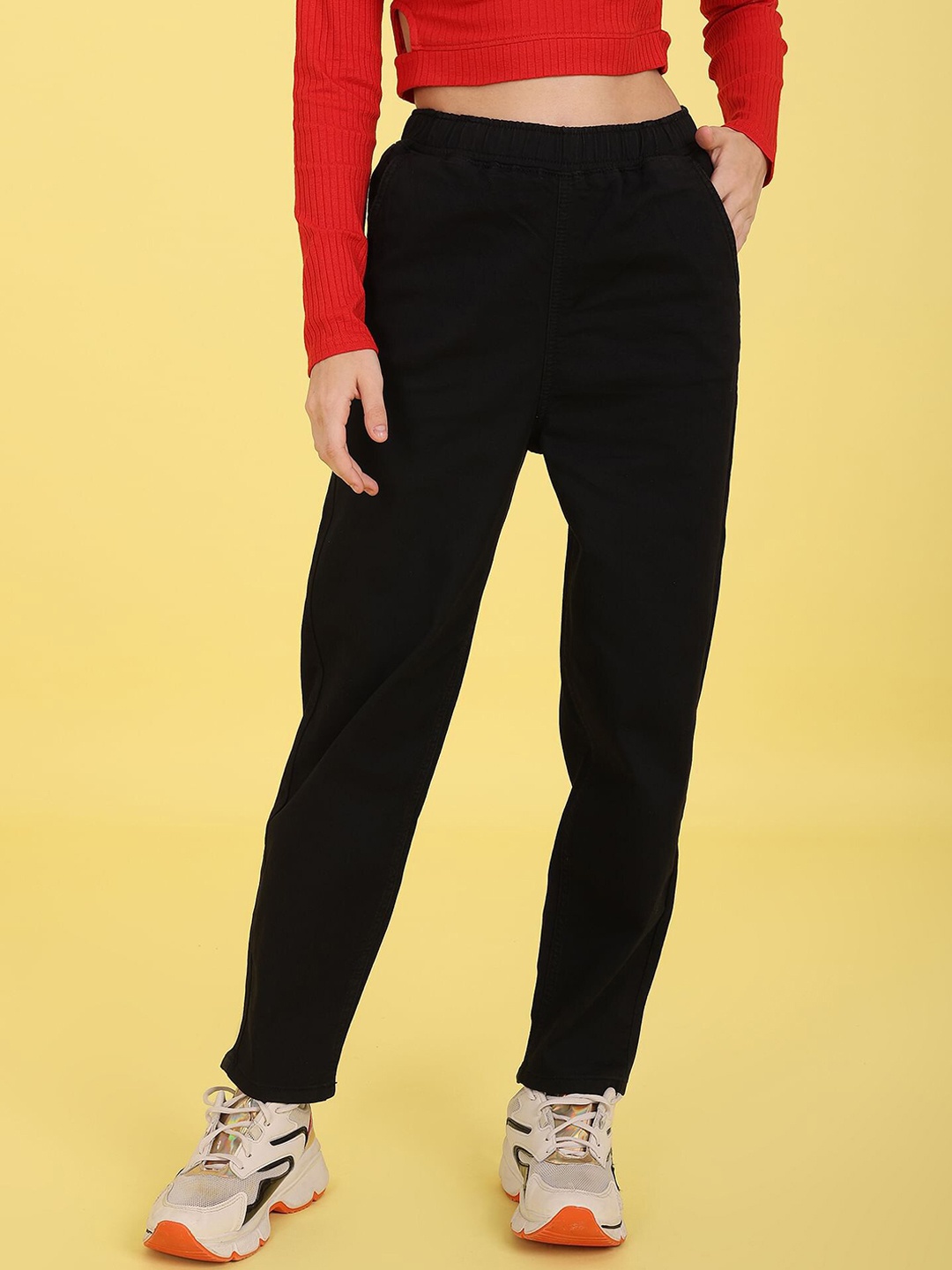 

Flying Machine Women Mom Fit Jeans, Black