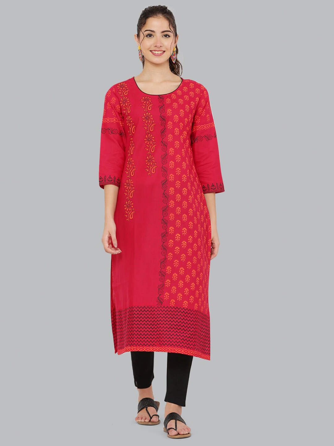 

EZIS FASHION Women Ethnic Motifs Printed Kurta, Red