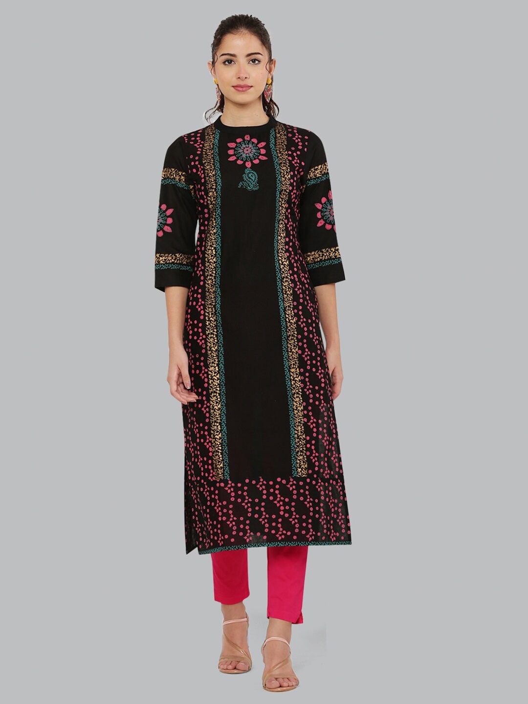 

EZIS FASHION Women Ethnic Motifs Printed Kurta, Black